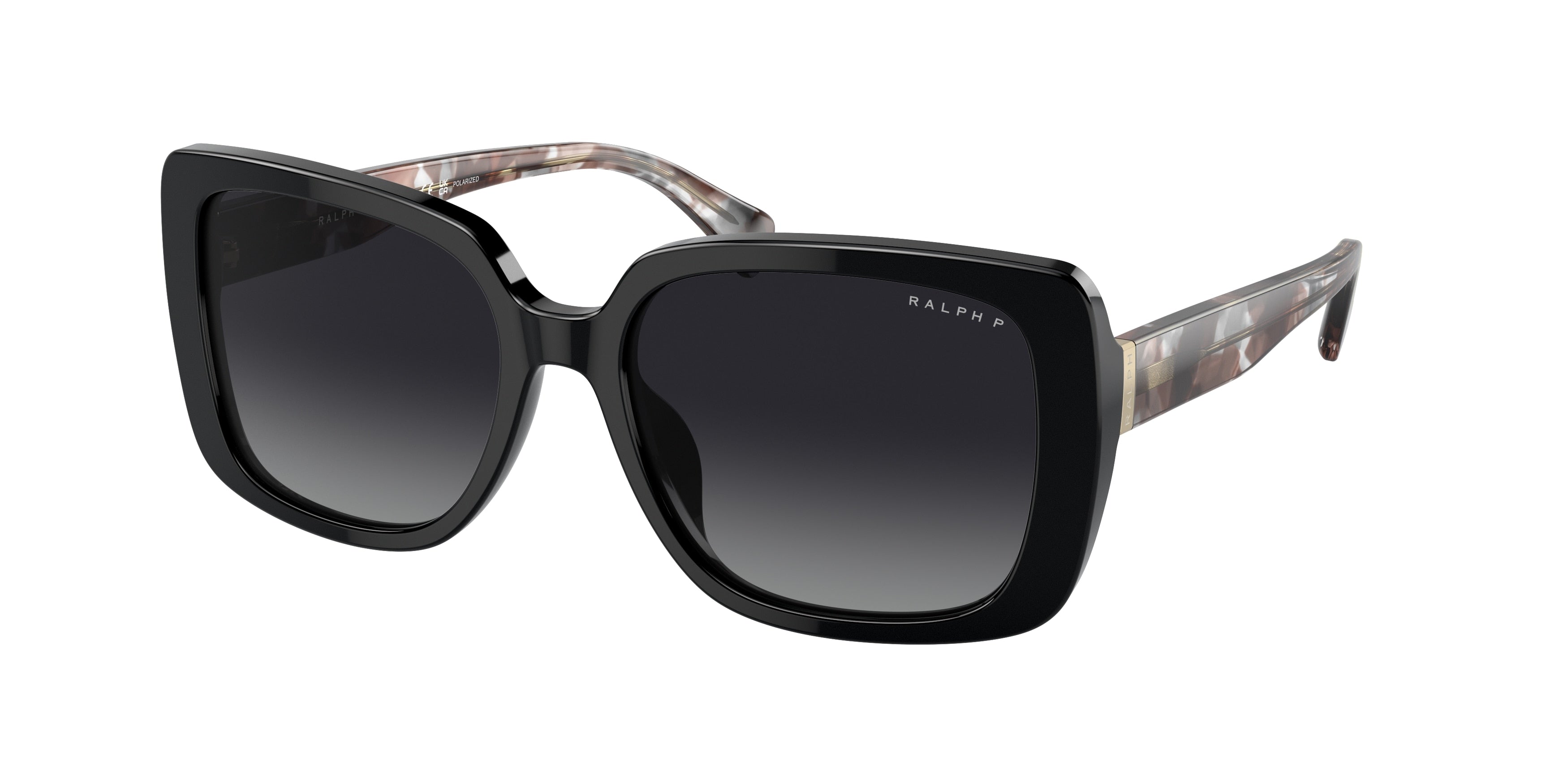 Ralph RA5298U Rectangle Sunglasses  5001T3-Shiny Black 55-145-17 - Color Map Black