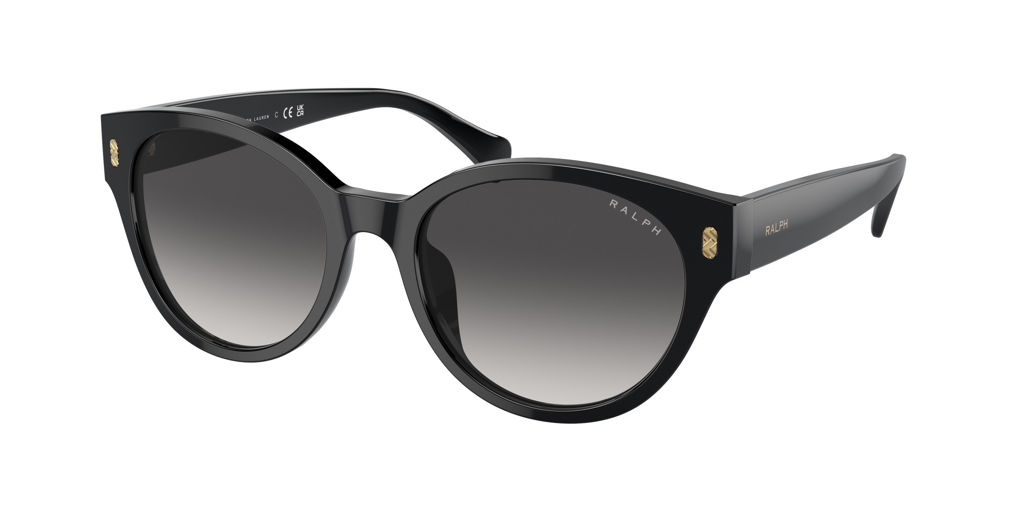 Ralph RA5302U Round Sunglasses  50018G-Shiny Black 54-145-19 - Color Map Black