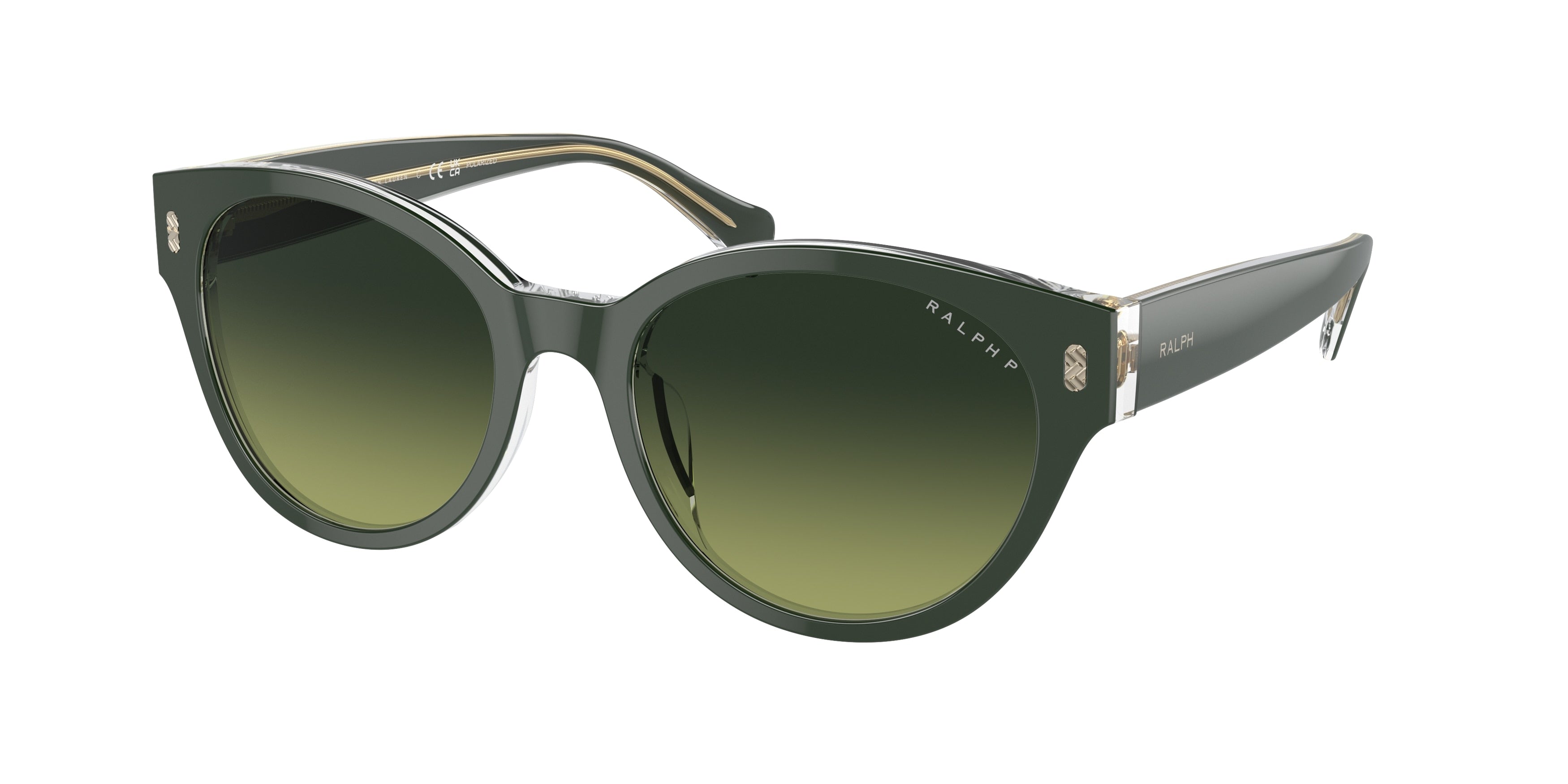 Ralph RA5302U Round Sunglasses  6071T4-Shiny Green On Crystal 54-145-19 - Color Map Green