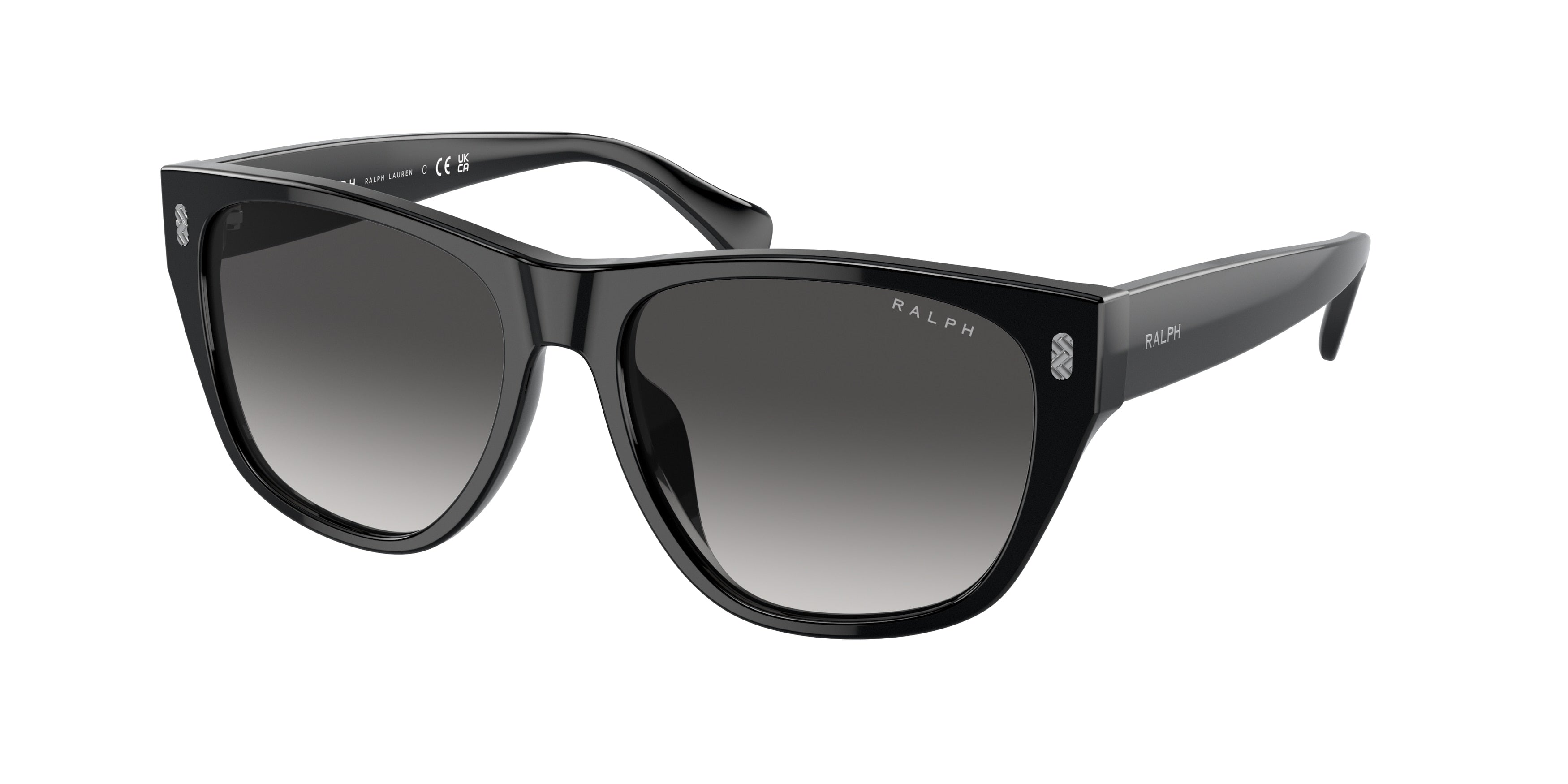 Ralph RA5303U Irregular Sunglasses  500187-Shiny Black 55-145-16 - Color Map Black