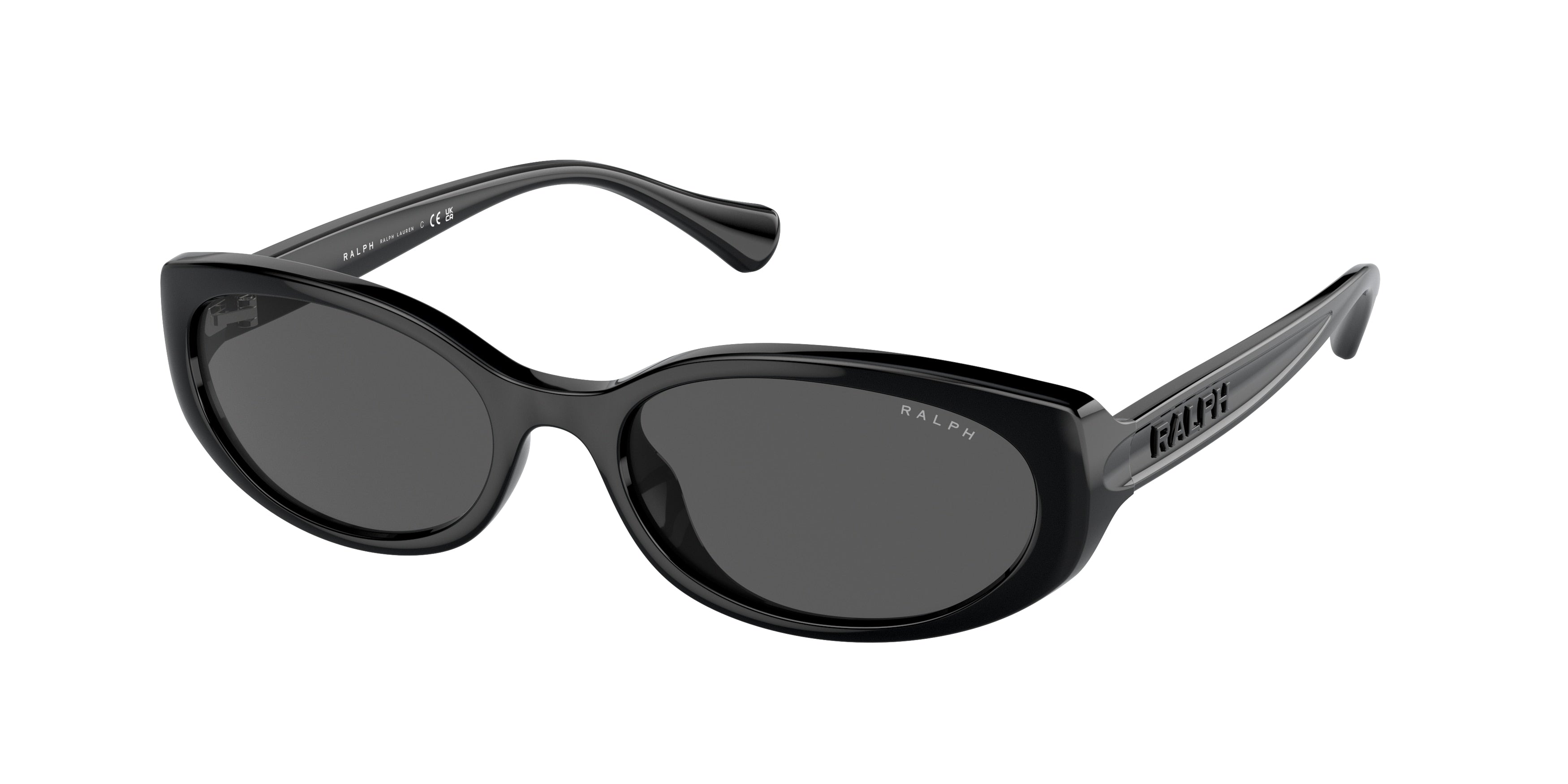 Ralph RA5306U Oval Sunglasses  500187-Shiny Black 55-140-18 - Color Map Black