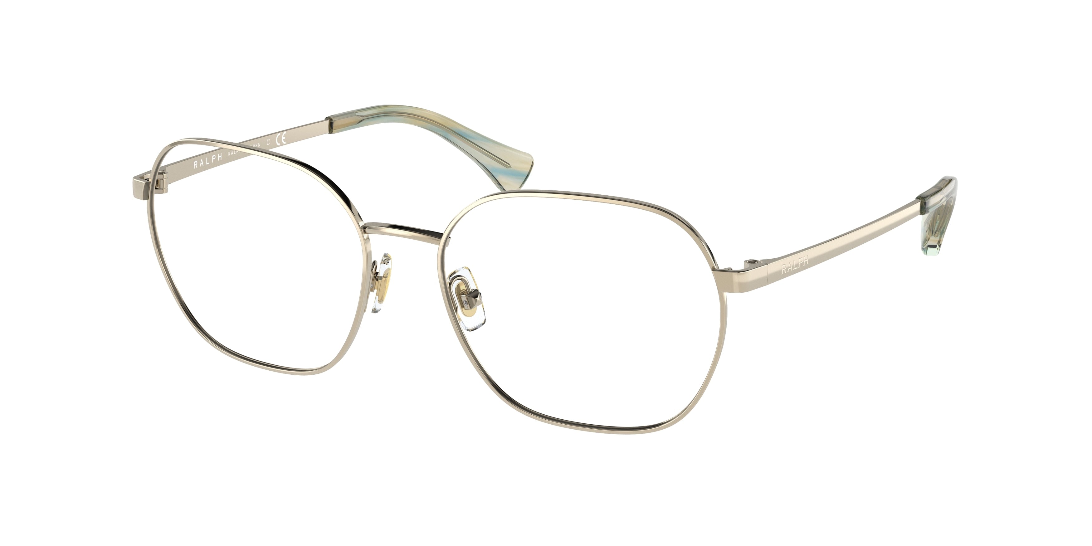 Ralph RA6051 Irregular Eyeglasses  9116-Shiny Pale Gold 54-140-16 - Color Map Gold