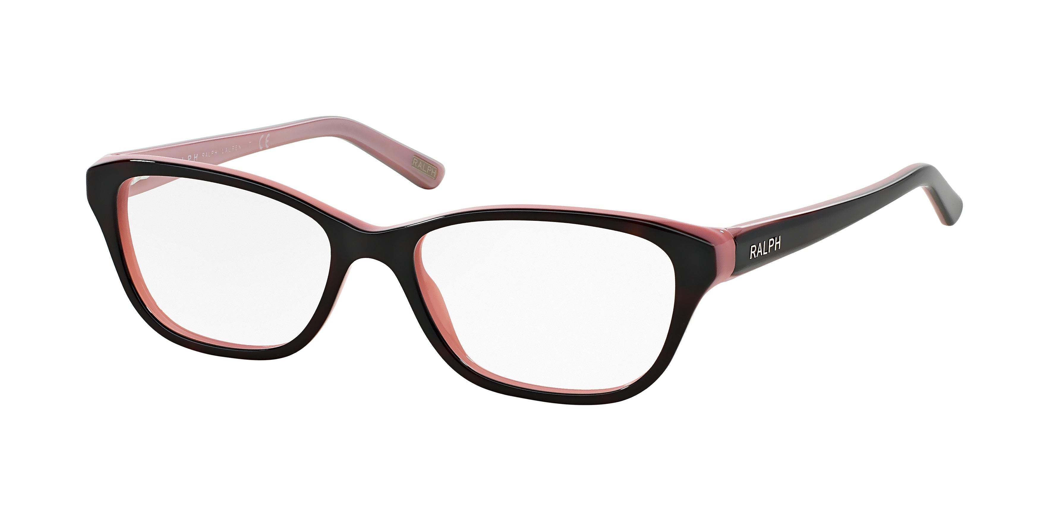 Ralph RA7020 Cat Eye Eyeglasses  599-Shiny Dark Havana On Pink 52-135-16 - Color Map Brown