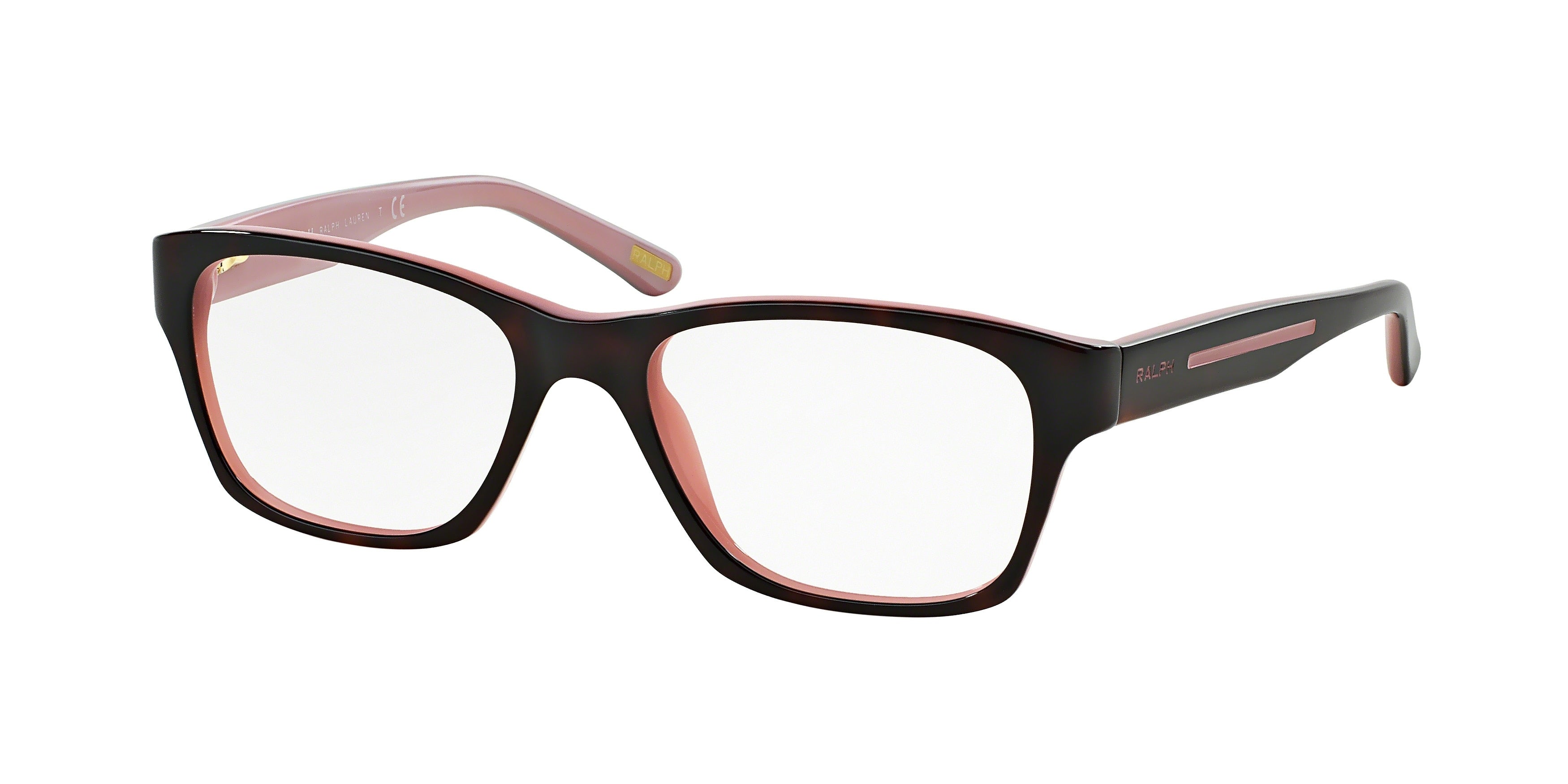 Ralph RA7021 Square Eyeglasses  599-Shiny Dark Havana On Pink 51-135-17 - Color Map Brown