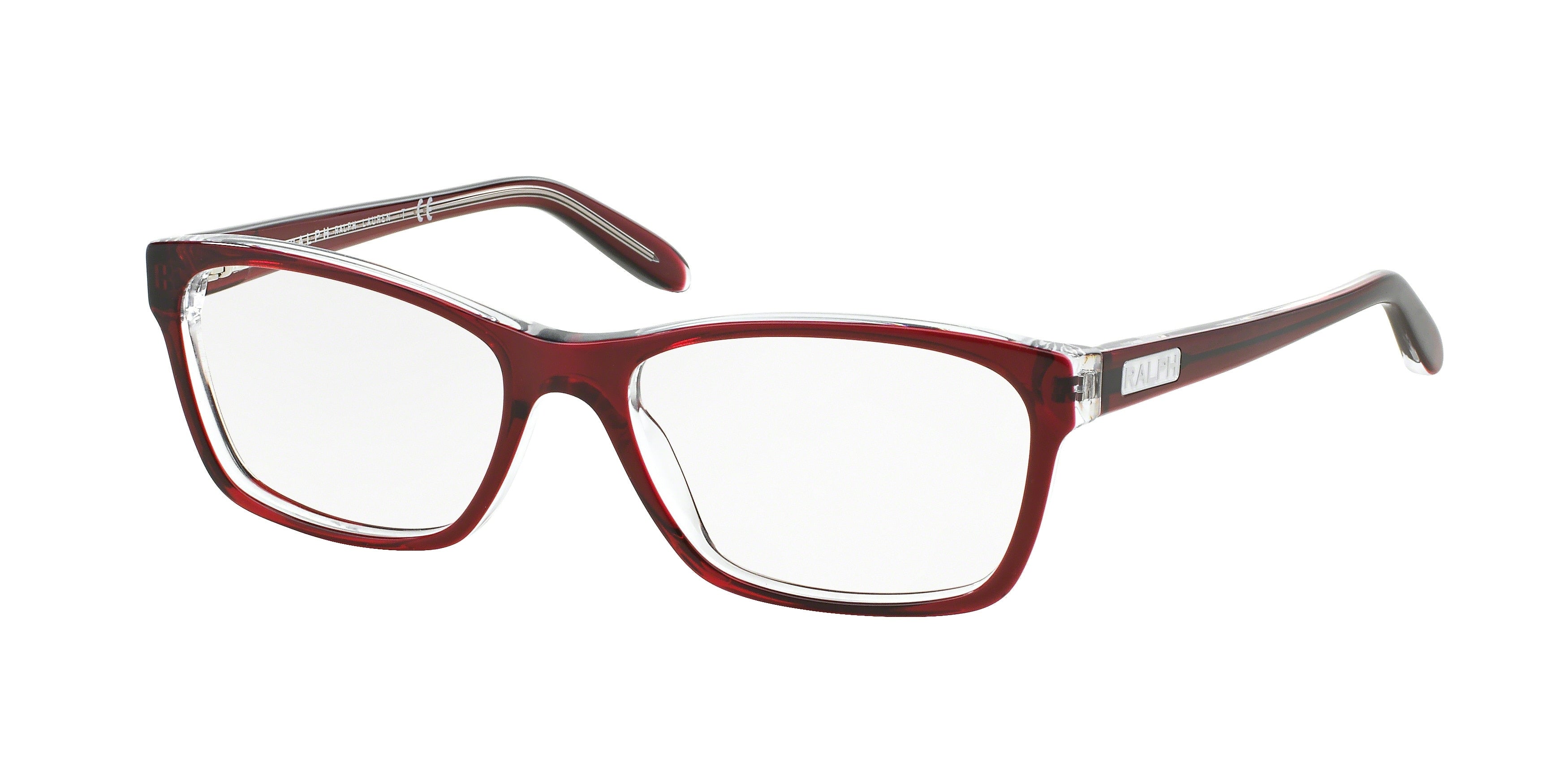 Ralph RA7039 Square Eyeglasses  1081-Shiny Transp Red On Crystal 53-135-16 - Color Map Red