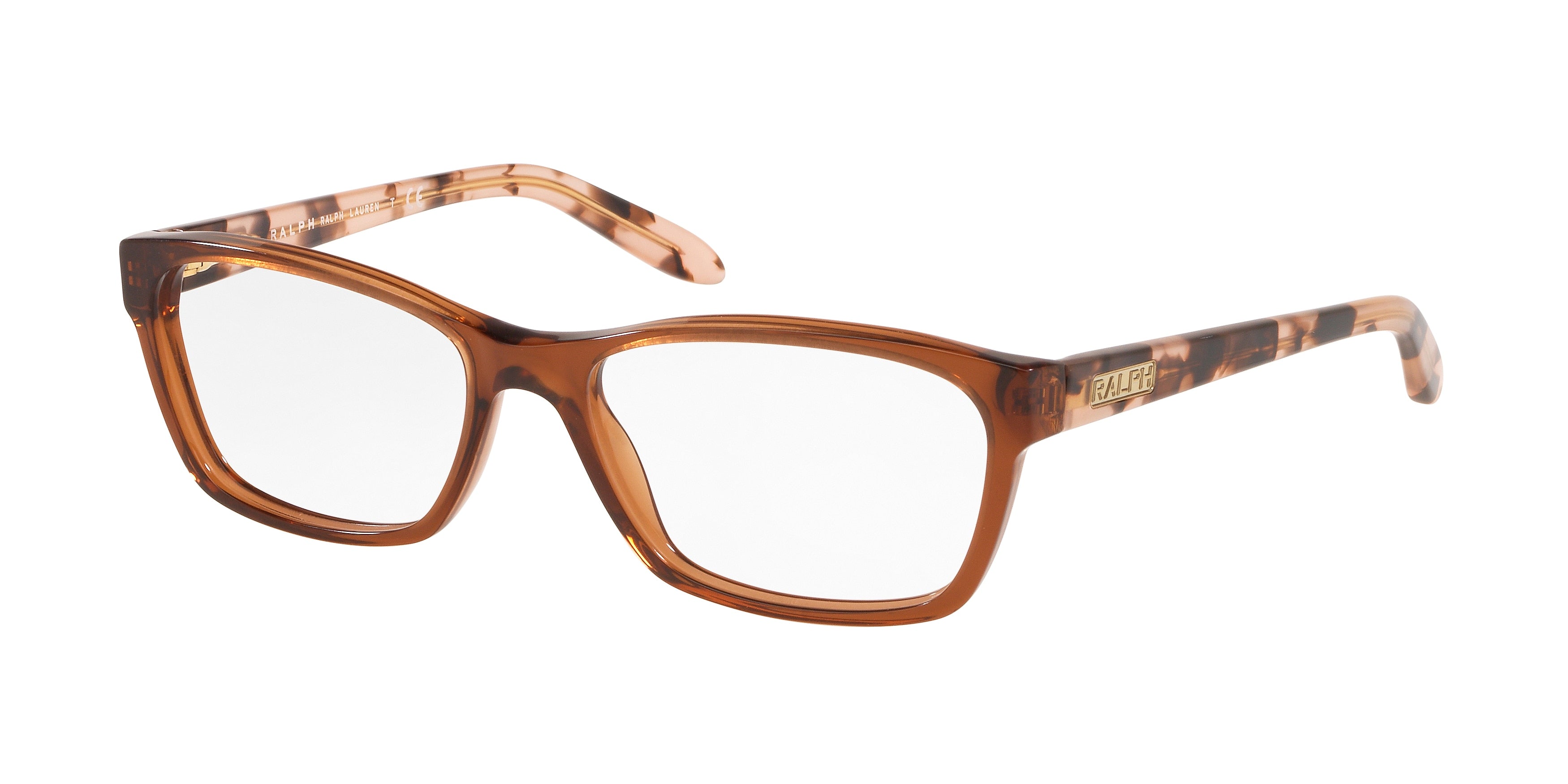Ralph RA7039 Square Eyeglasses  5855-Shiny Transparent Brown 53-135-16 - Color Map Brown