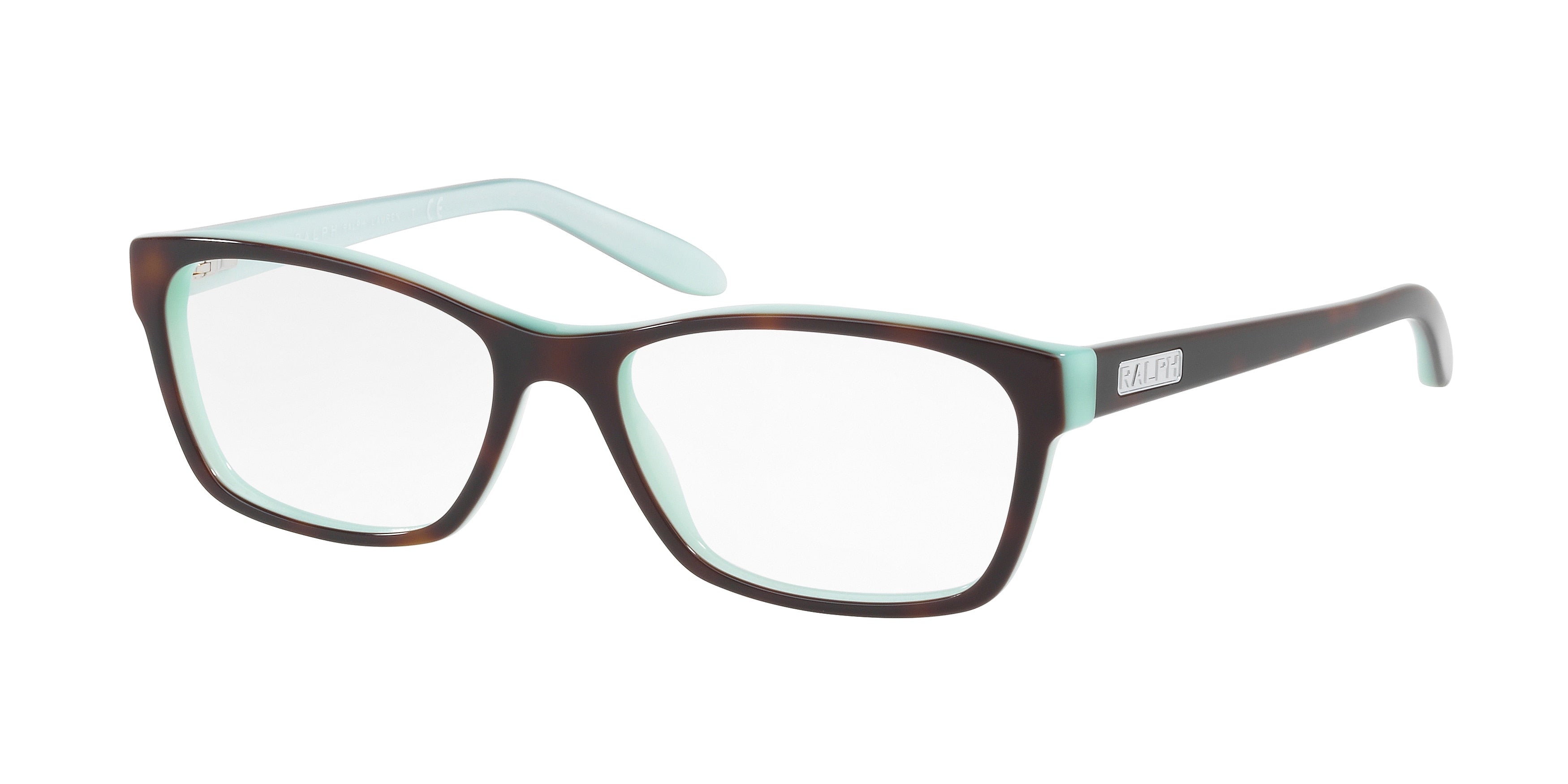 Ralph RA7039 Square Eyeglasses  601-Shiny Havana On Acquamarine 53-135-16 - Color Map Tortoise