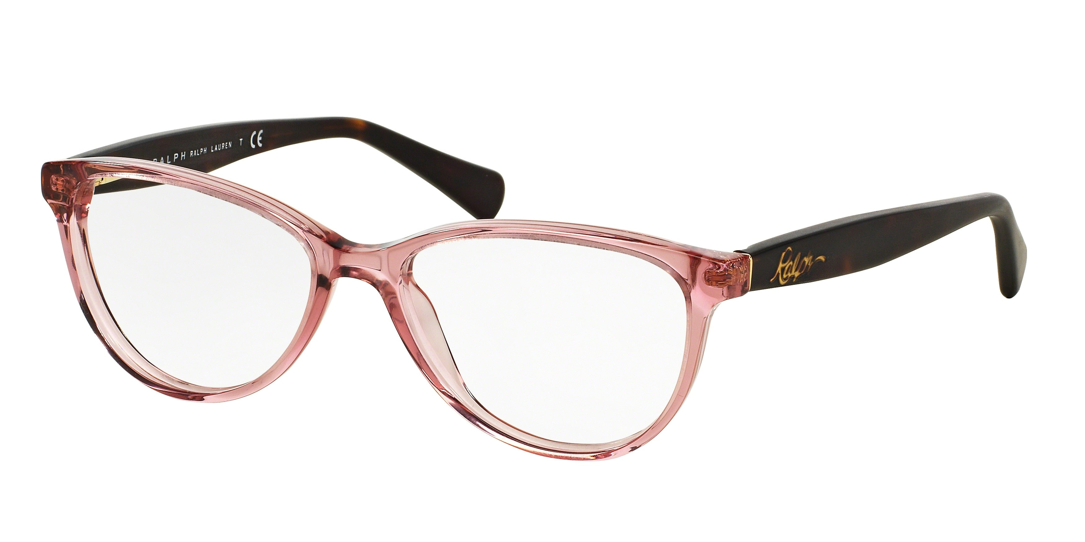 Ralph RA7061 Cat Eye Eyeglasses  1376-Shiny Transparent Pink 52-140-16 - Color Map Pink
