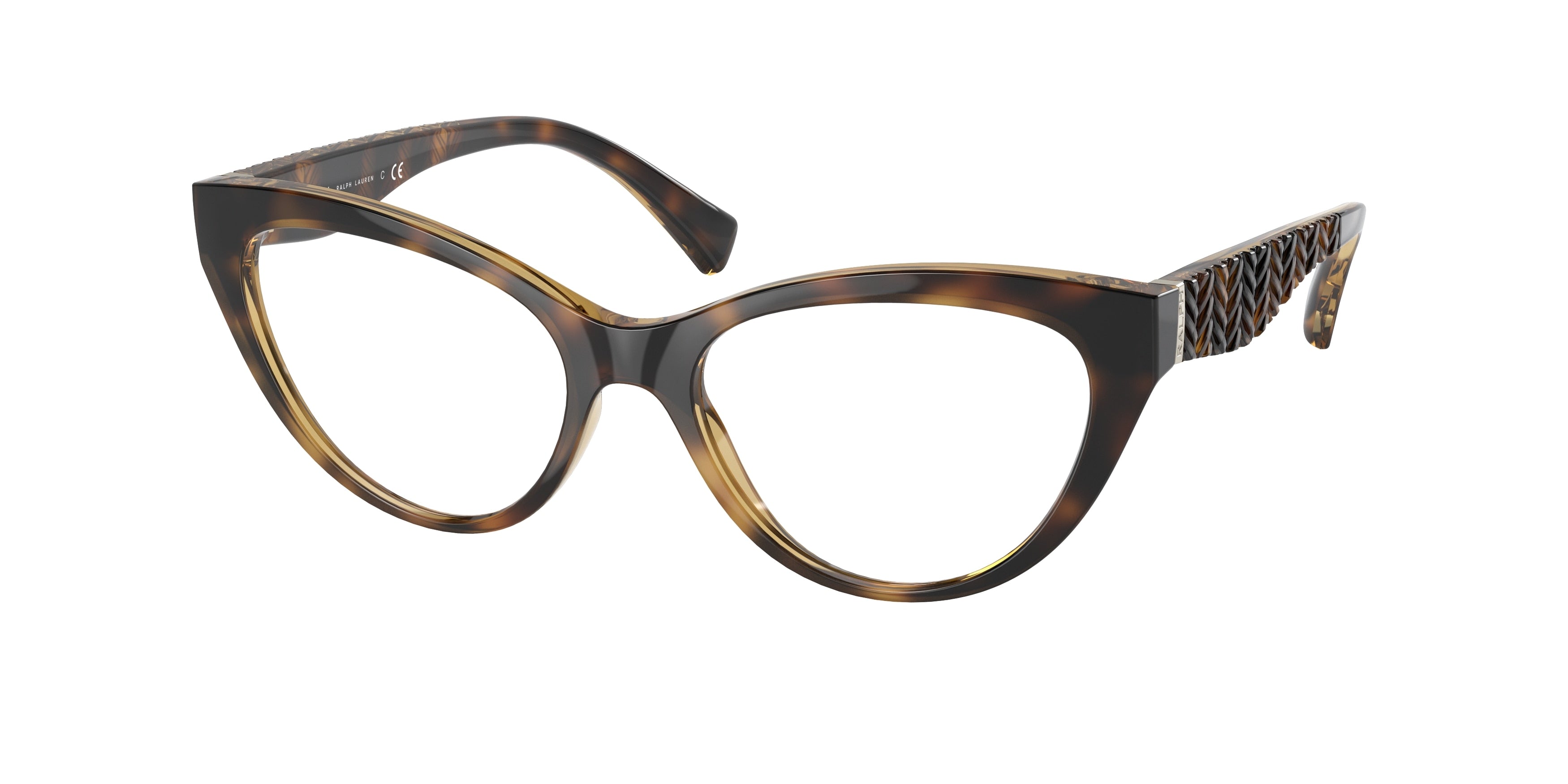 Ralph RA7106 Cat Eye Eyeglasses  5003-Shiny Transparent Dark Havana 53-140-17 - Color Map Tortoise