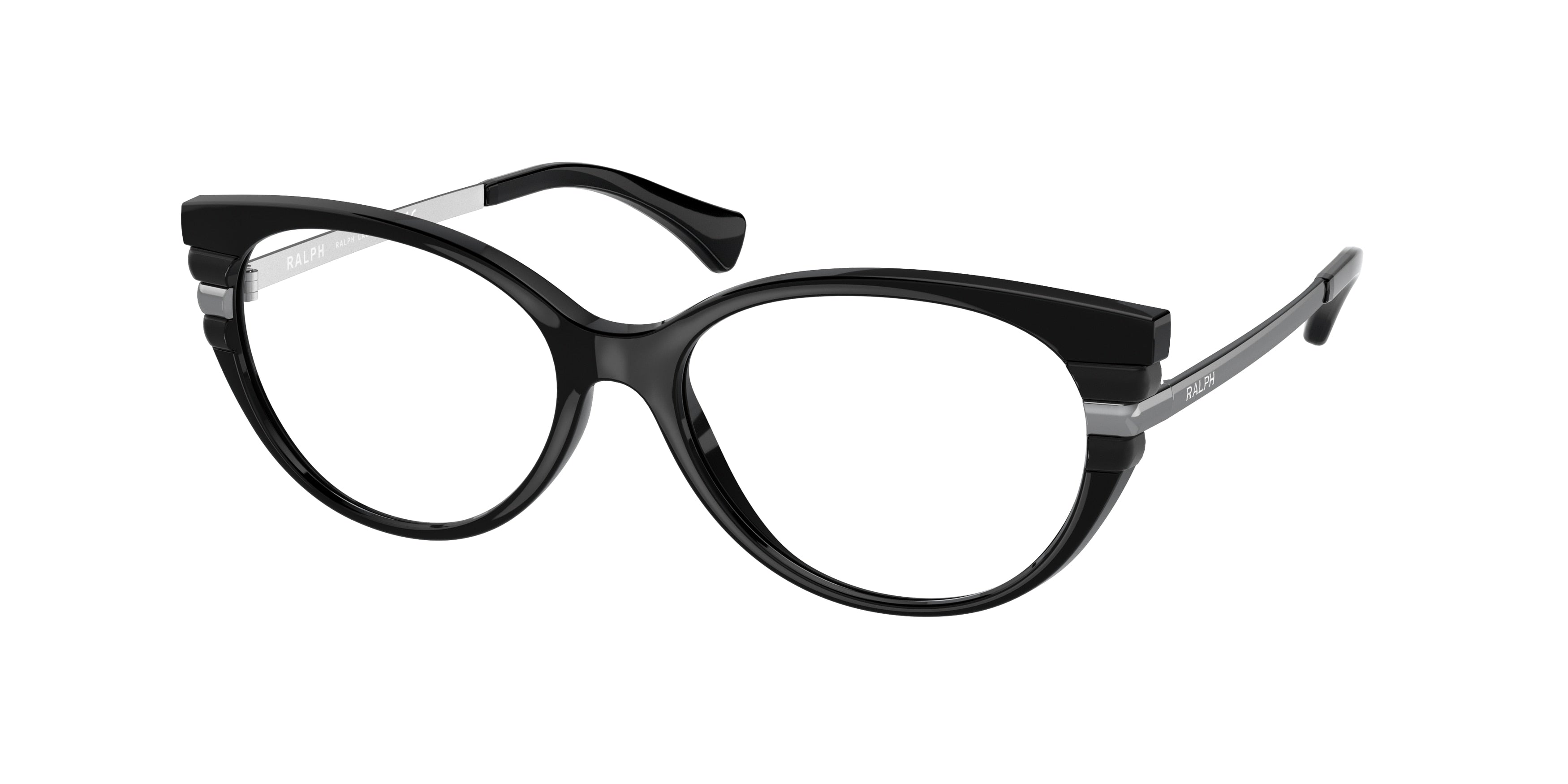 Ralph RA7127 Butterfly Eyeglasses  5001-Shiny Black With Grey Details 54-140-16 - Color Map Black
