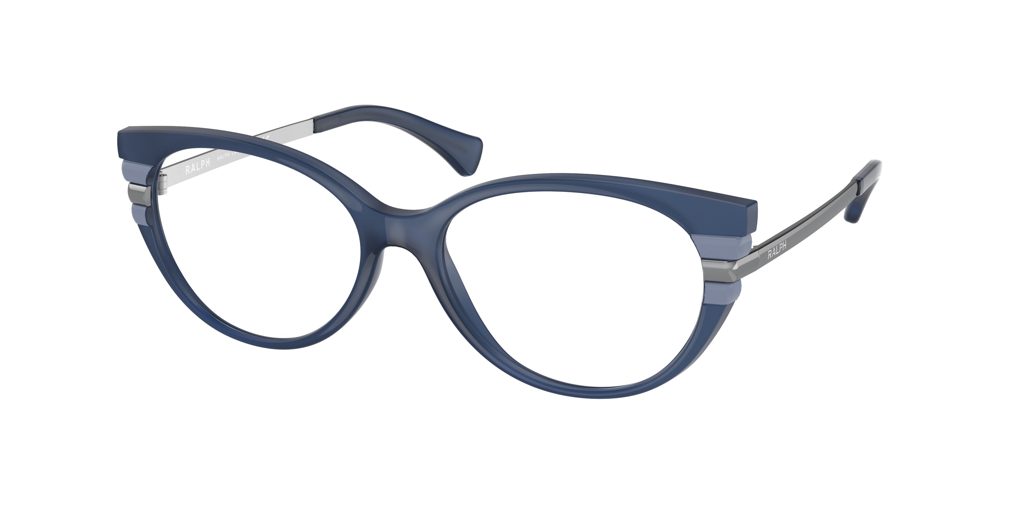 Ralph RA7127 Butterfly Eyeglasses  5948-Opal Blue With Blue Details 54-140-16 - Color Map Blue
