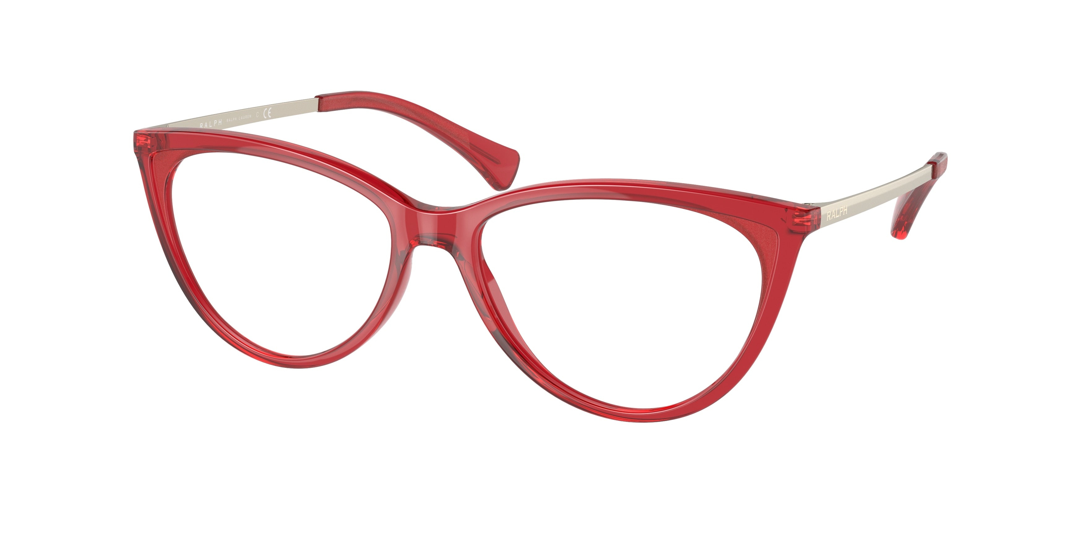 Ralph RA7131 Cat Eye Eyeglasses  5734-Shiny Transparent Red 53-140-16 - Color Map Red