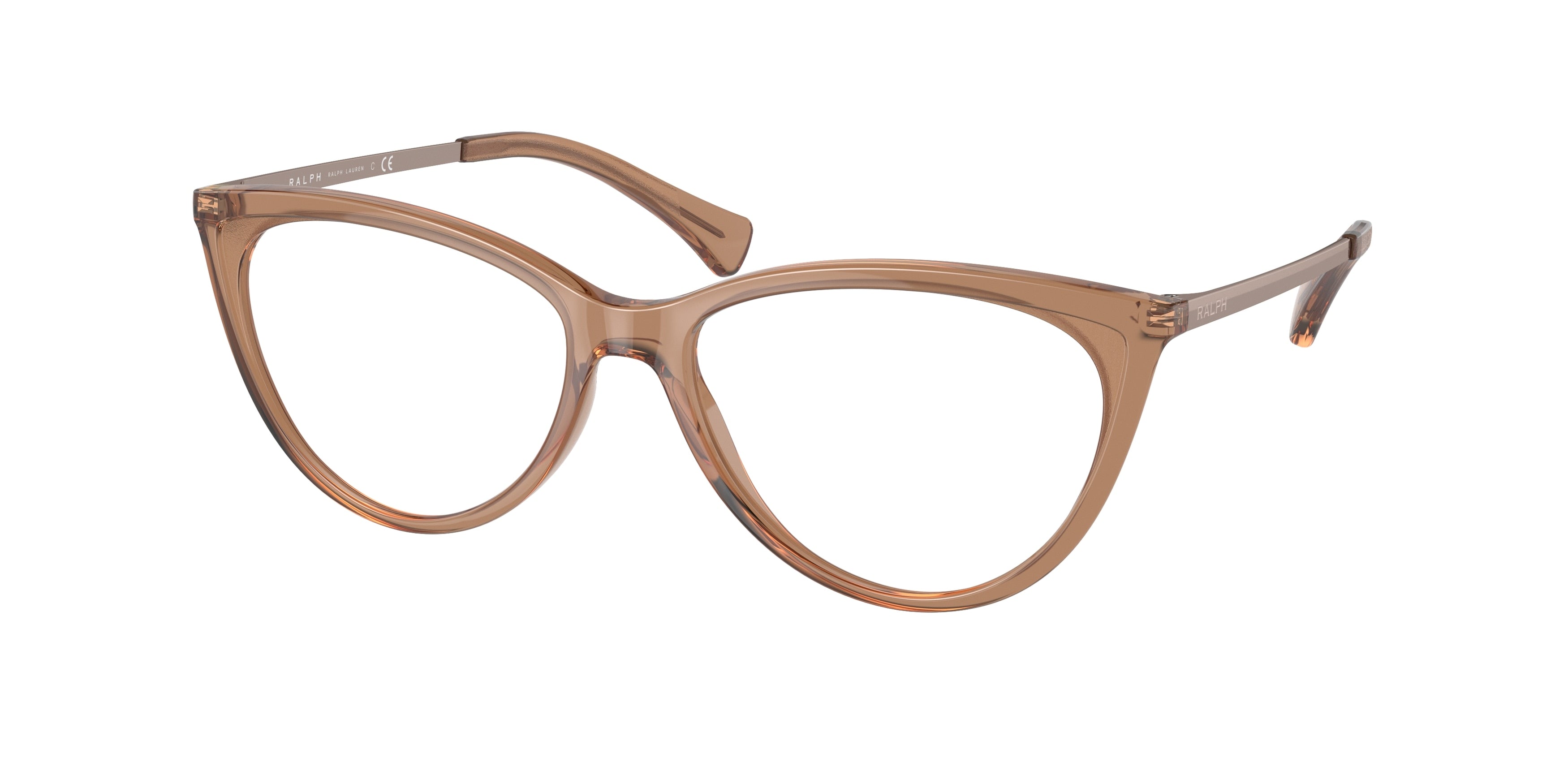 Ralph RA7131 Cat Eye Eyeglasses  5750-Shiny Transparent Caramel 55-140-16 - Color Map Brown
