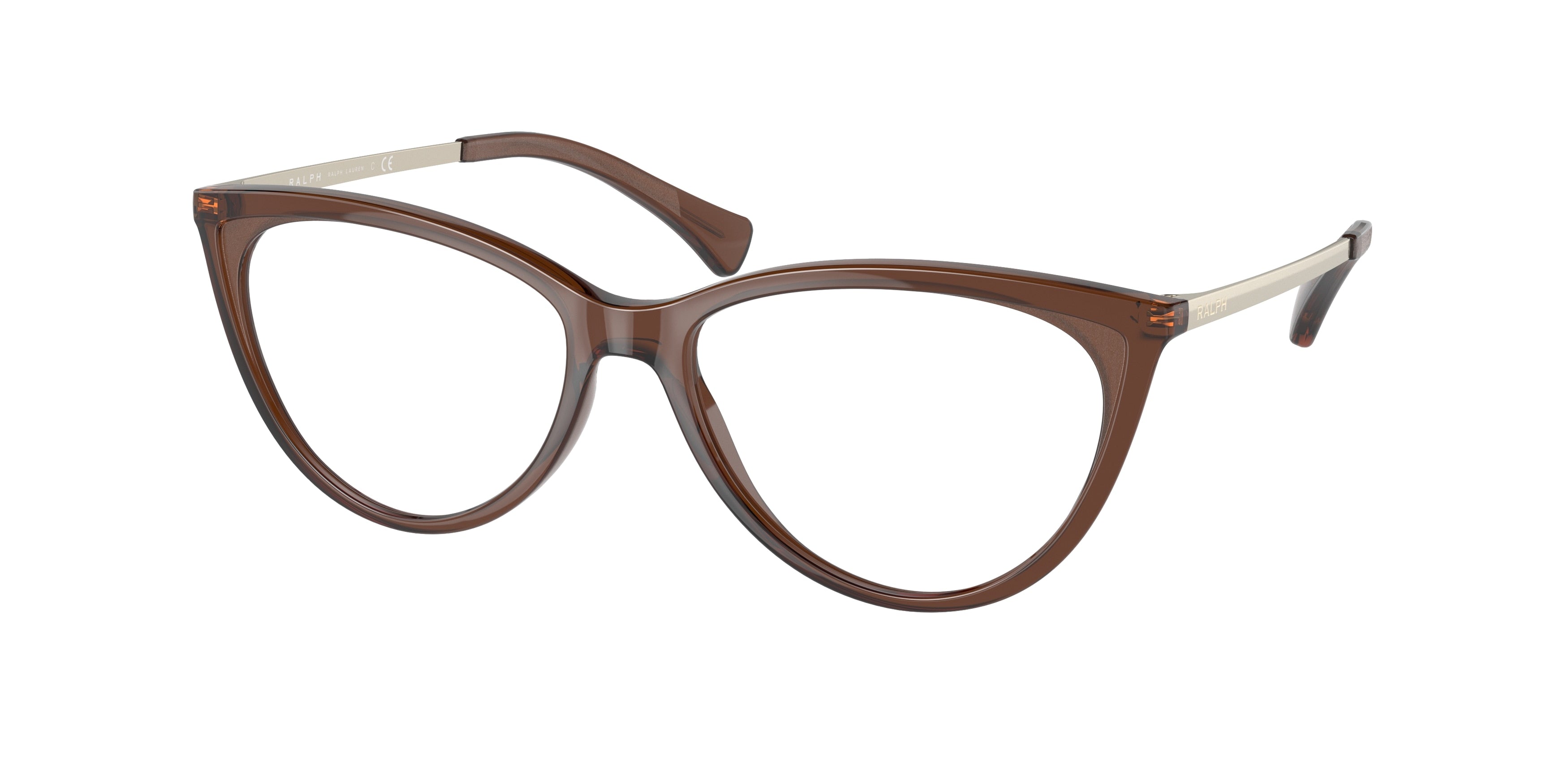 Ralph RA7131 Cat Eye Eyeglasses  5798-Shiny Transparent Brown 55-140-16 - Color Map Brown