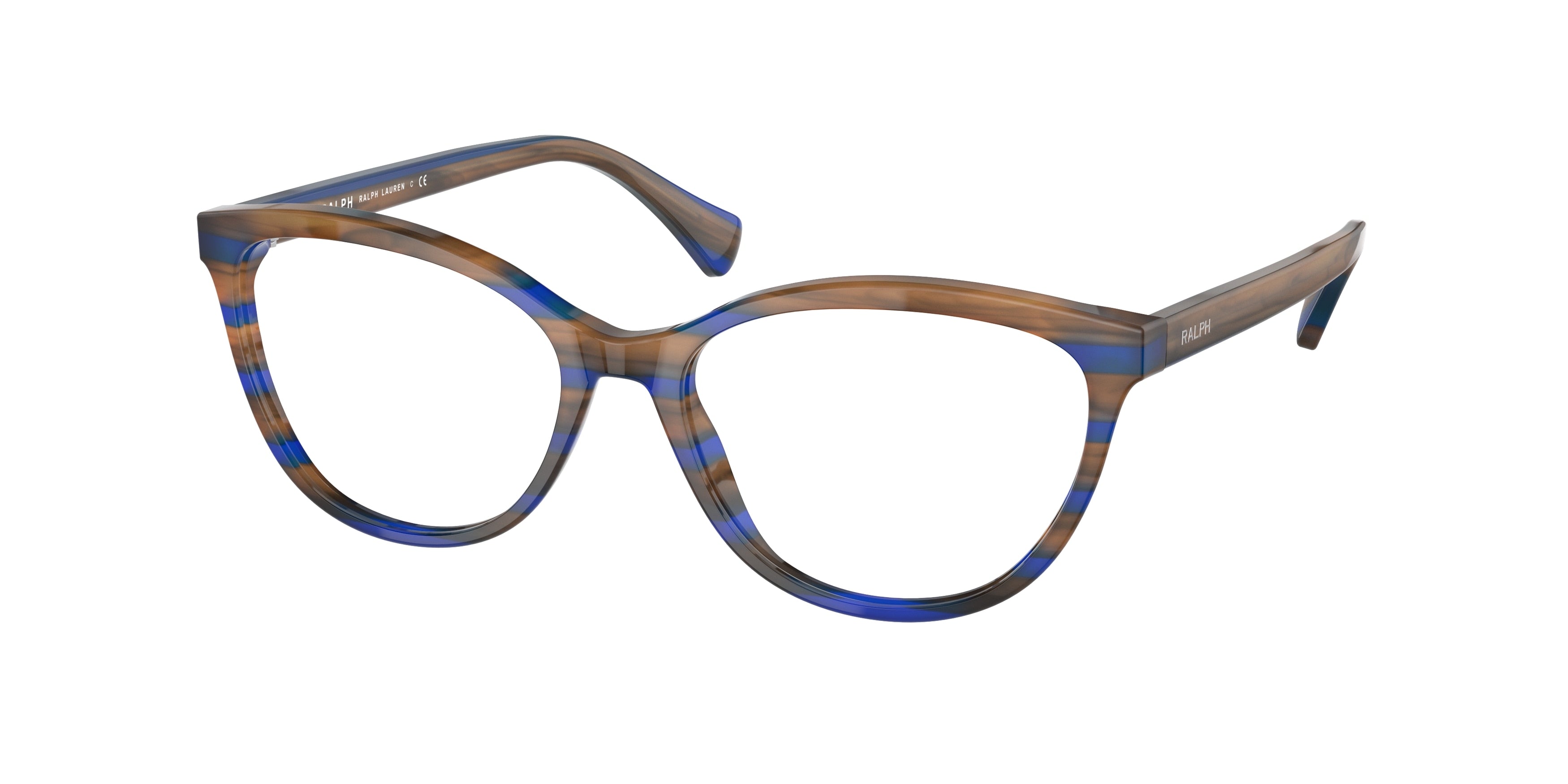 Ralph RA7134 Cat Eye Eyeglasses  5987-Striped Brown Blue 54-140-16 - Color Map Brown