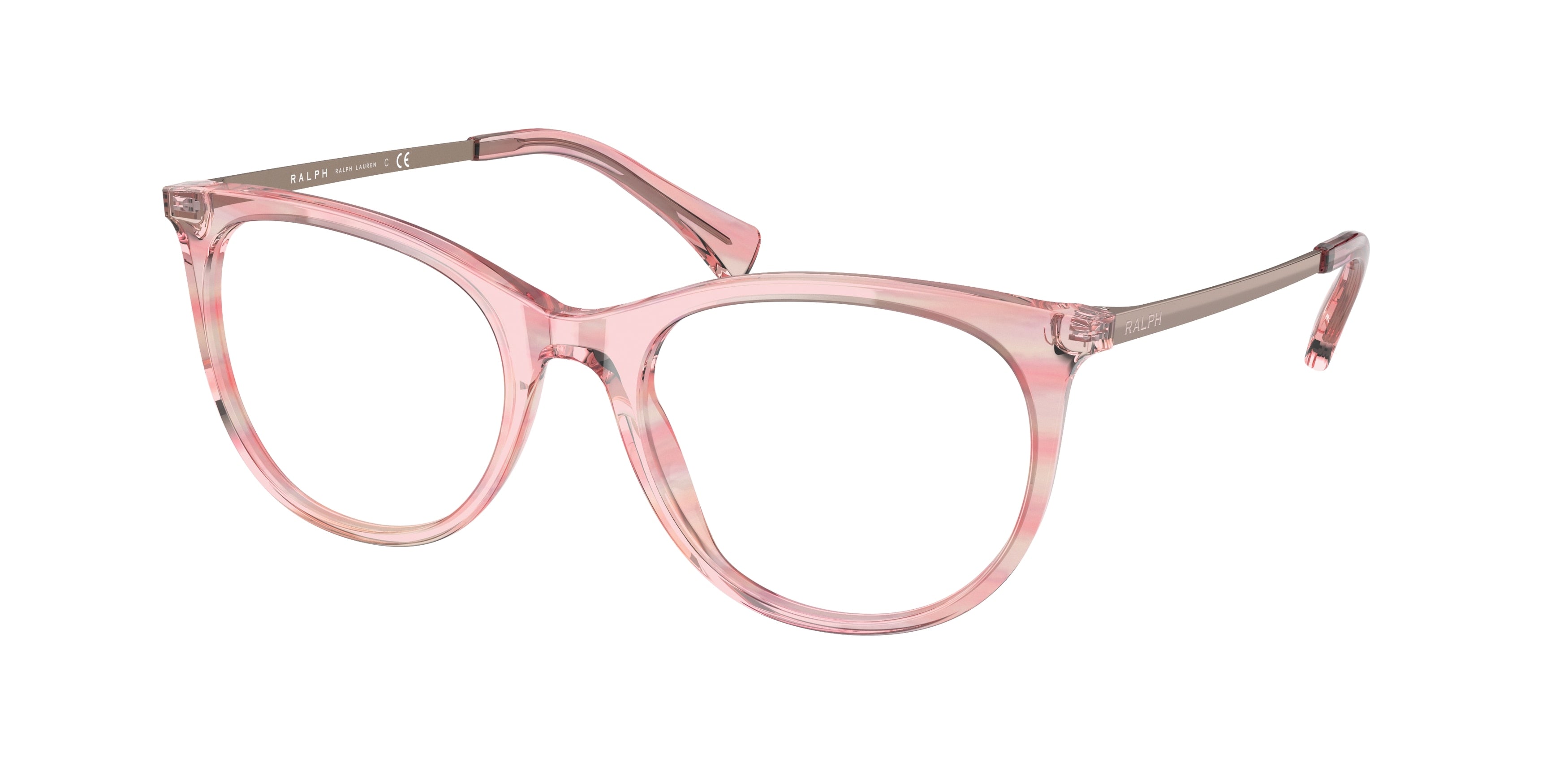 Ralph RA7139 Oval Eyeglasses  6012-Shiny Striped Rose 51-140-19 - Color Map Pink