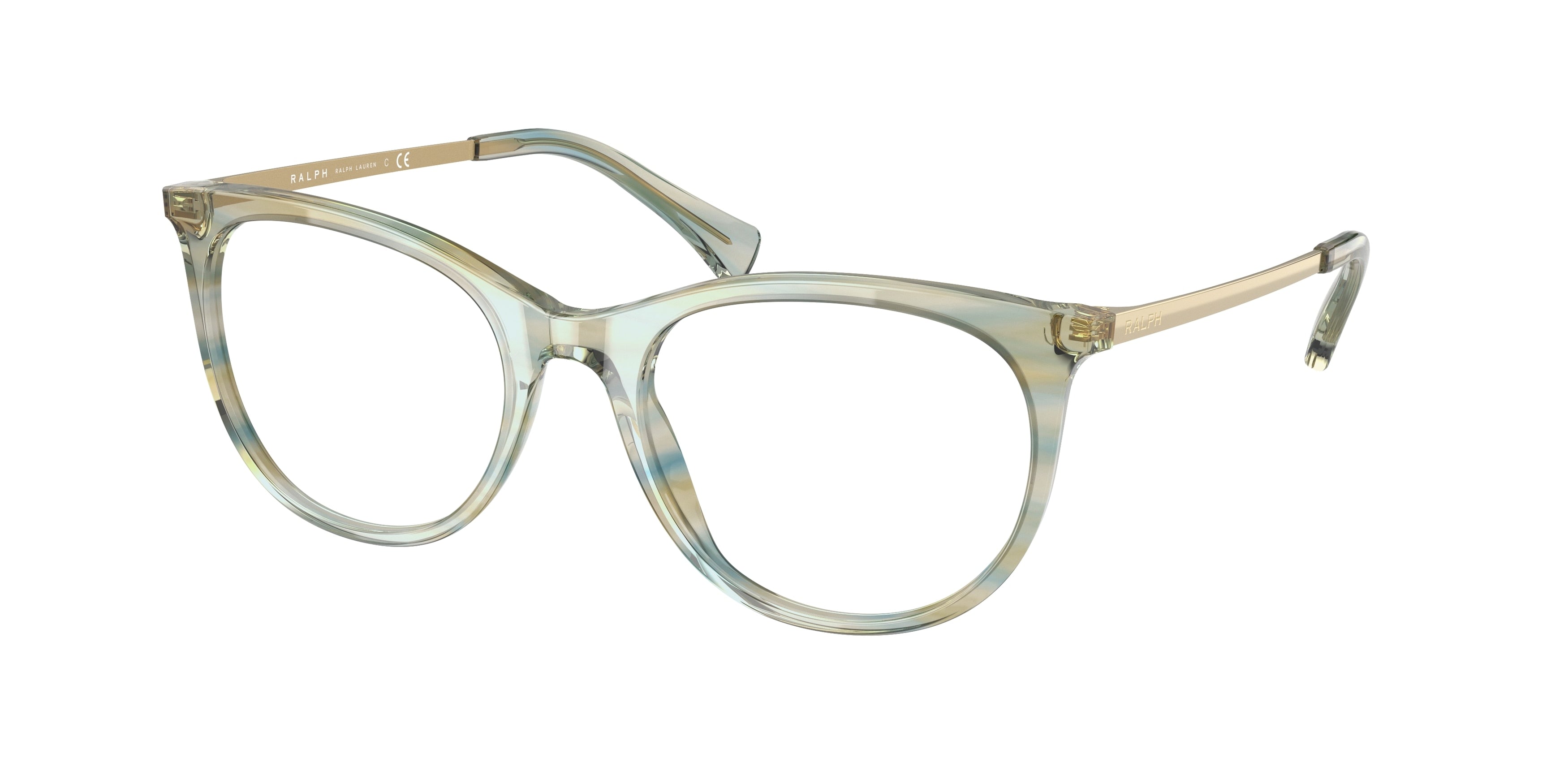 Ralph RA7139 Oval Eyeglasses  6013-Shiny Striped Azure 51-140-19 - Color Map Blue