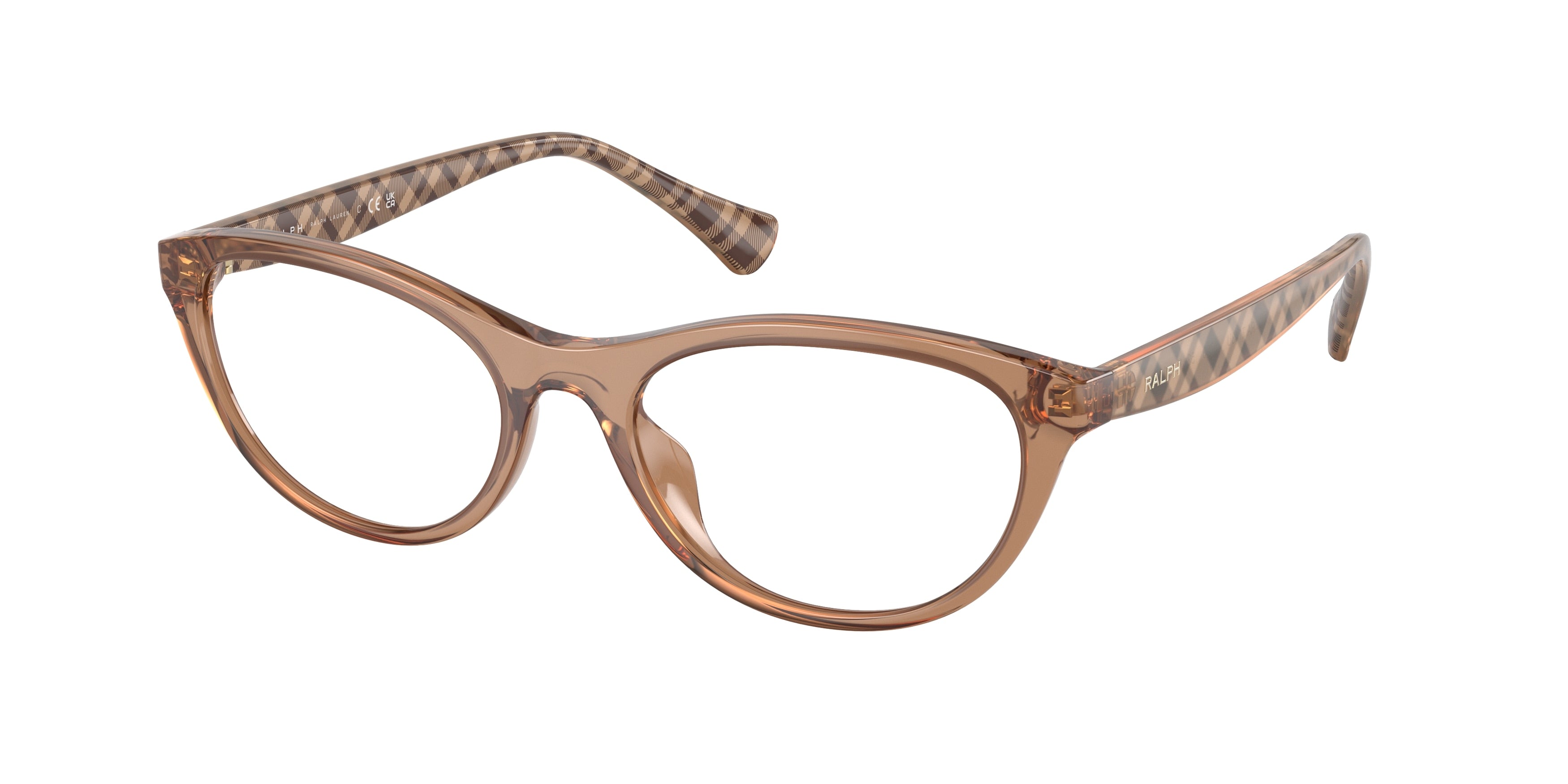 Ralph RA7143U Oval Eyeglasses  5750-Shiny Transparent Caramel 53-145-18 - Color Map Brown