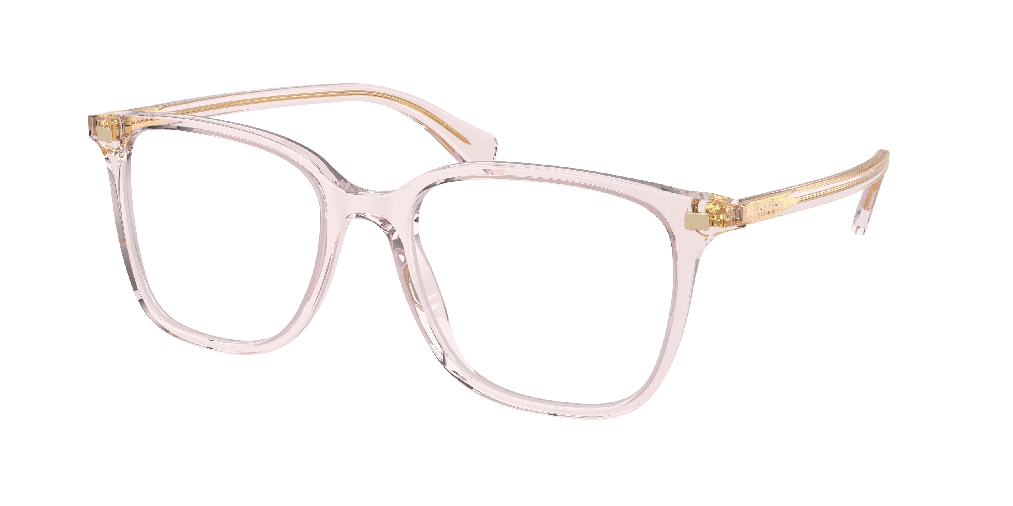 Ralph RA7147 Square Eyeglasses  6043-Shiny Transparent Rose 55-145-19 - Color Map Pink