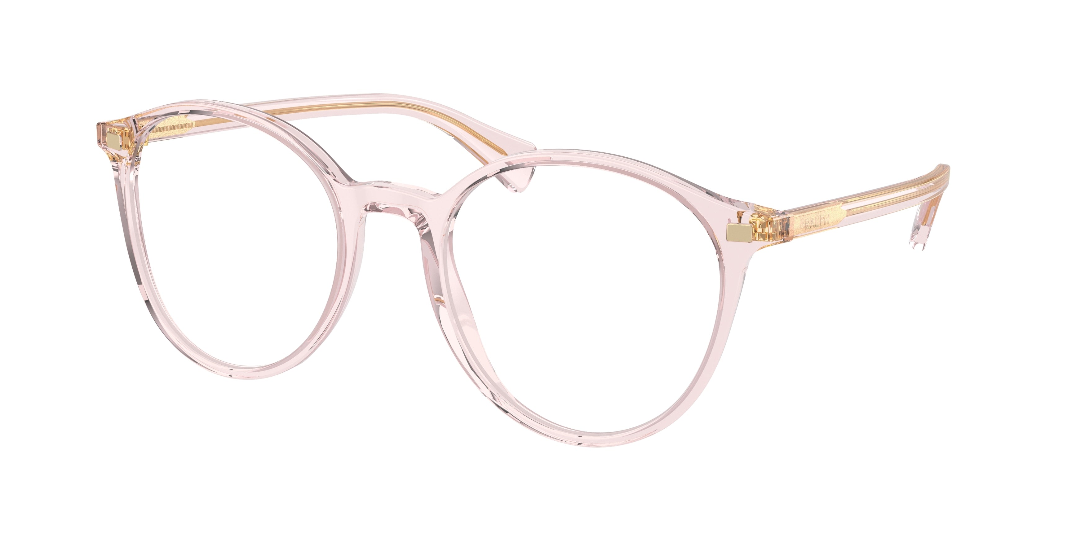 Ralph RA7148 Round Eyeglasses  6043-Shiny Transparent Rose 54-145-21 - Color Map Pink