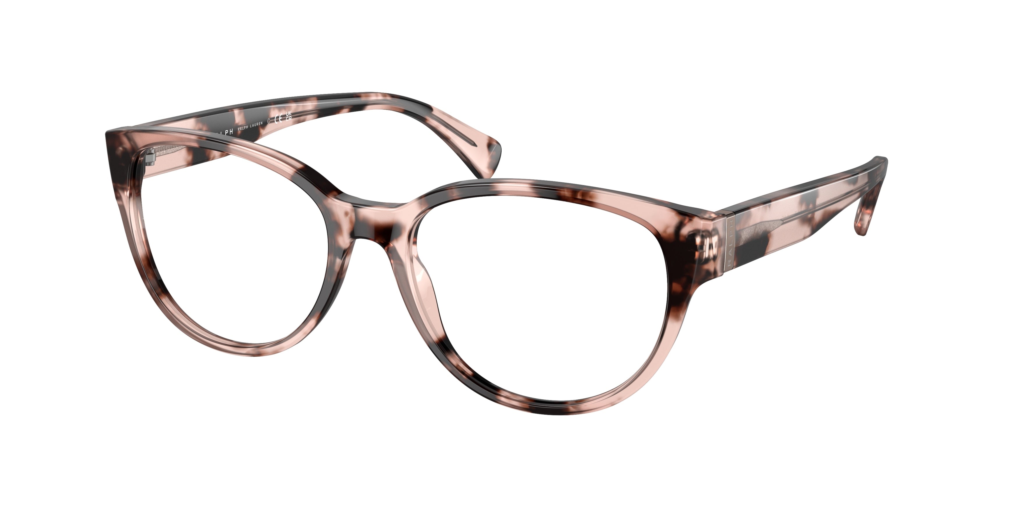 Ralph RA7151 Oval Eyeglasses  6058-Shiny Rose Havana 54-145-17 - Color Map Pink