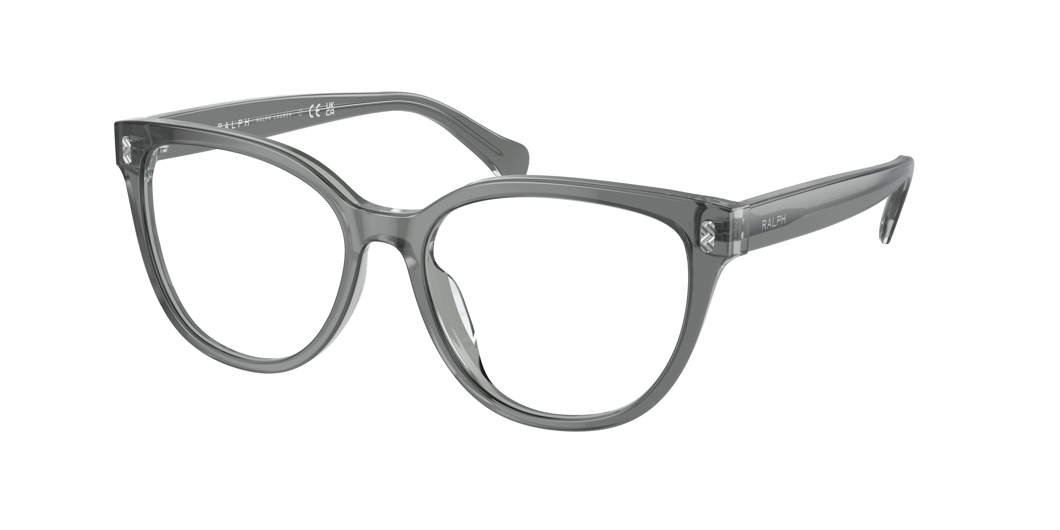 Ralph RA7153 Oval Eyeglasses  6069-Transparent Grey On Milky Grey 55-145-16 - Color Map Grey