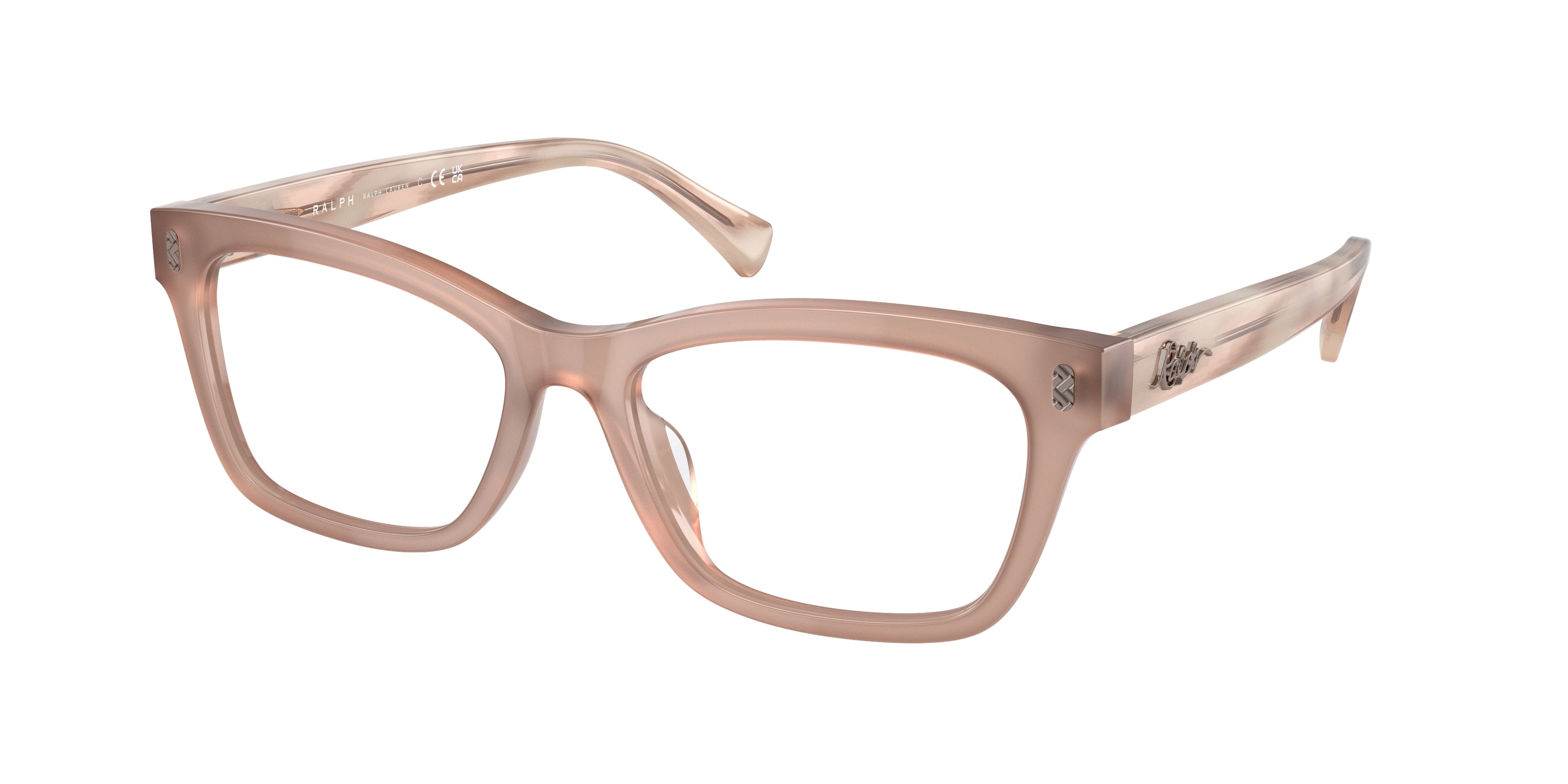 Ralph RA7154U Rectangle Eyeglasses  6114-Shiny Striped Rose Beige 54-145-17 - Color Map Pink
