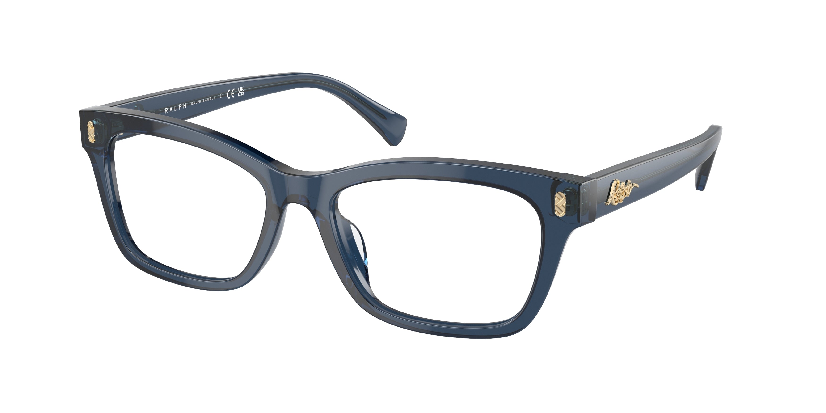 Ralph RA7154U Rectangle Eyeglasses  6144-Shiny Transparent Blue 54-145-17 - Color Map Blue