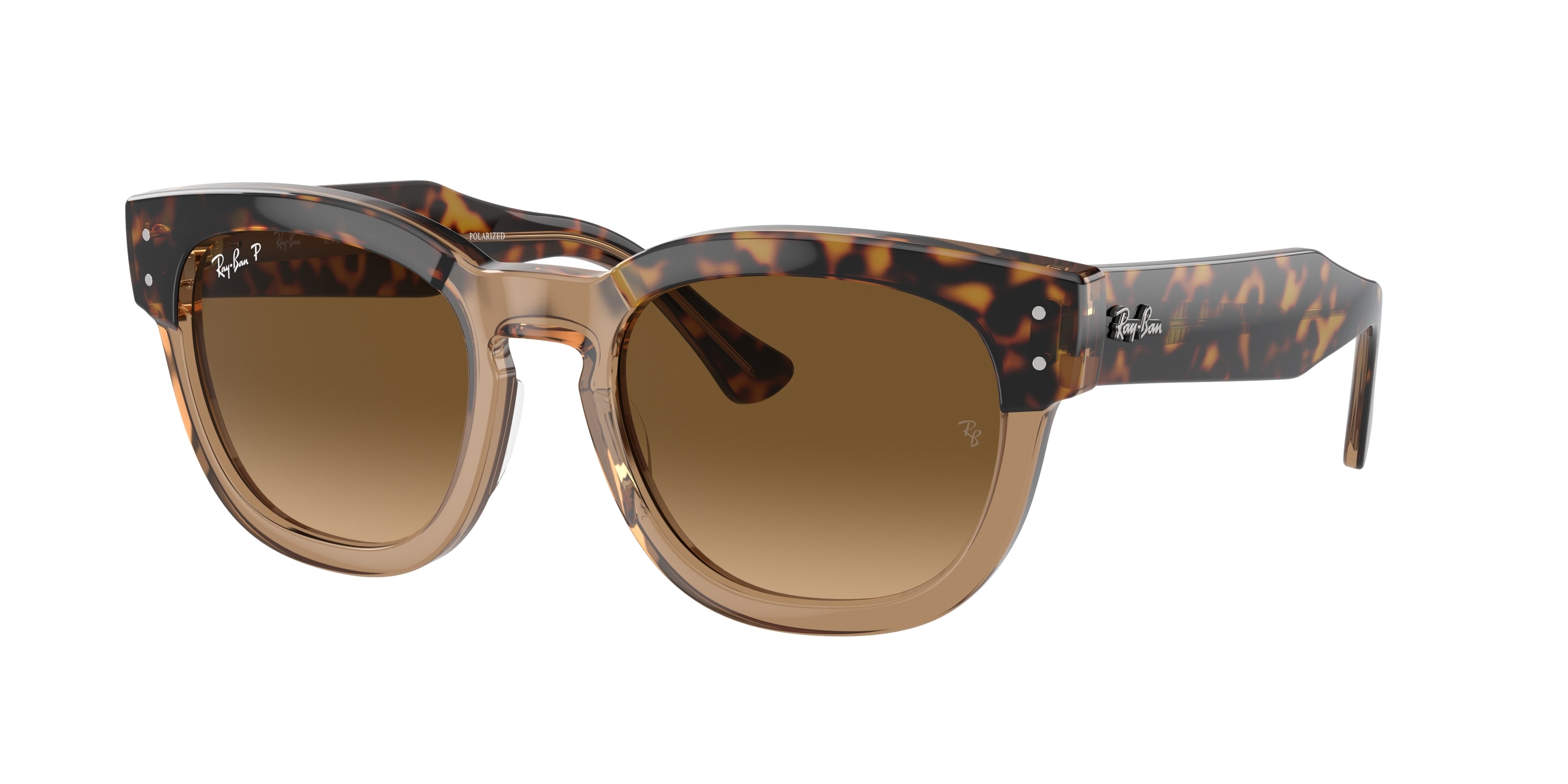 Ray-Ban MEGA HAWKEYE RB0298SF Square Sunglasses  1292M2-Havana On Transparent Brown 53-145-21 - Color Map Gold