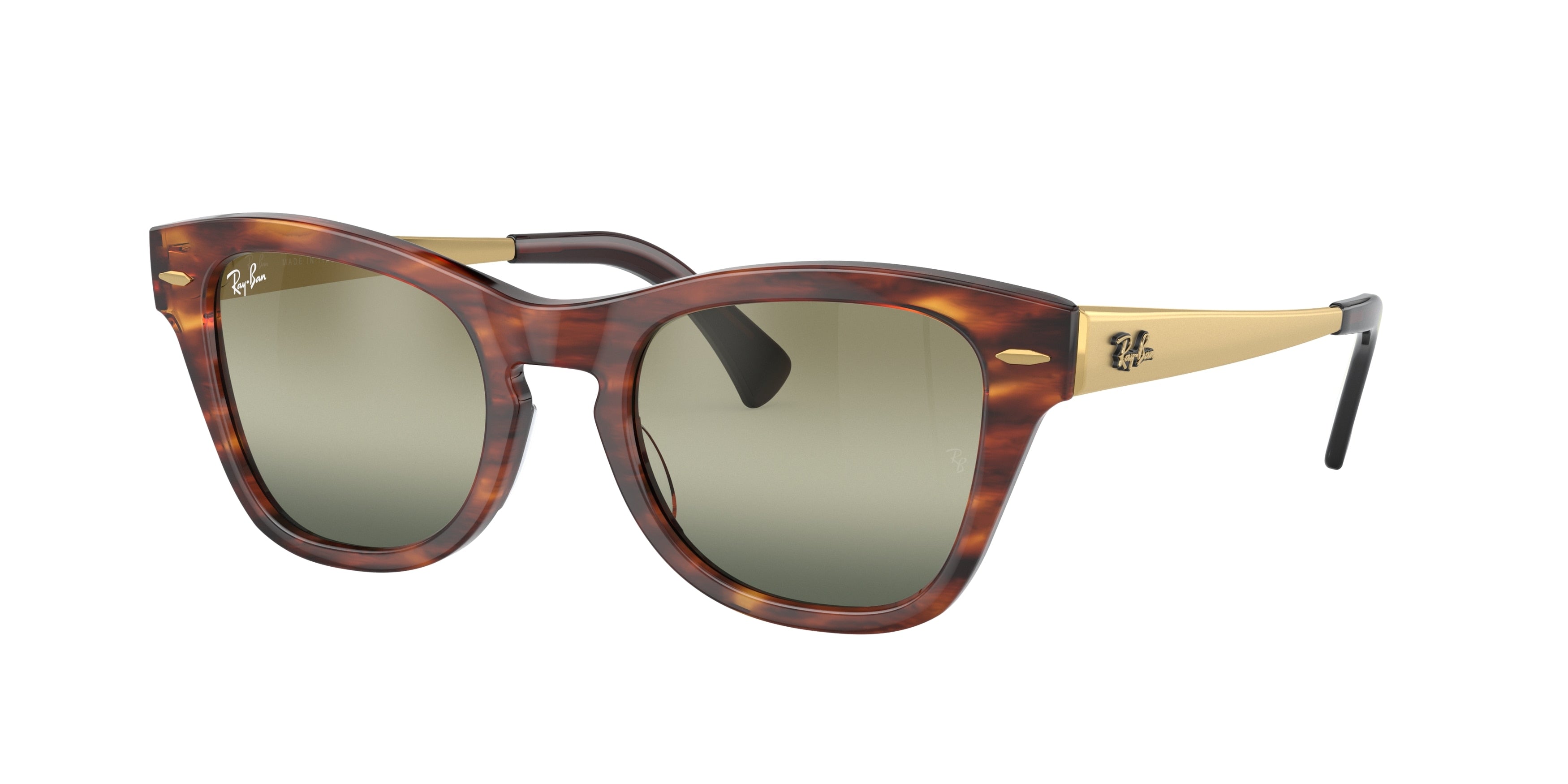 Ray-Ban RB0707SM Square Sunglasses  954/G4-Striped Havana 53-145-21 - Color Map Brown