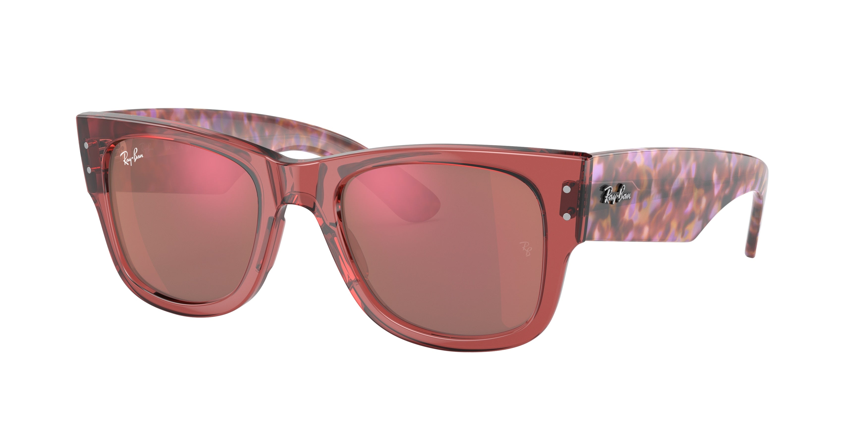 Ray-Ban MEGA WAYFARER RB0840SF Square Sunglasses  66372K-Transparent Pink 52-145-21 - Color Map Pink