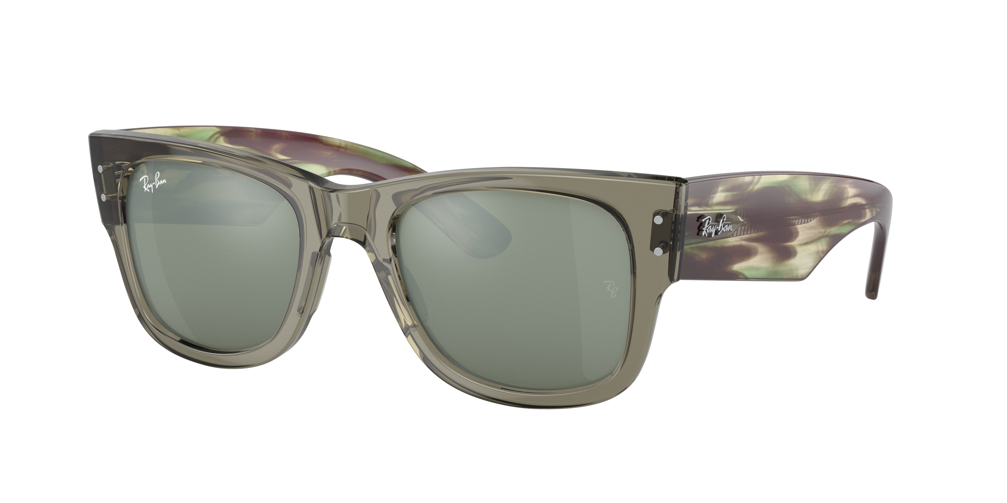 Ray-Ban MEGA WAYFARER RB0840S Square Sunglasses  66355C-Transparent Green 51-145-21 - Color Map Green