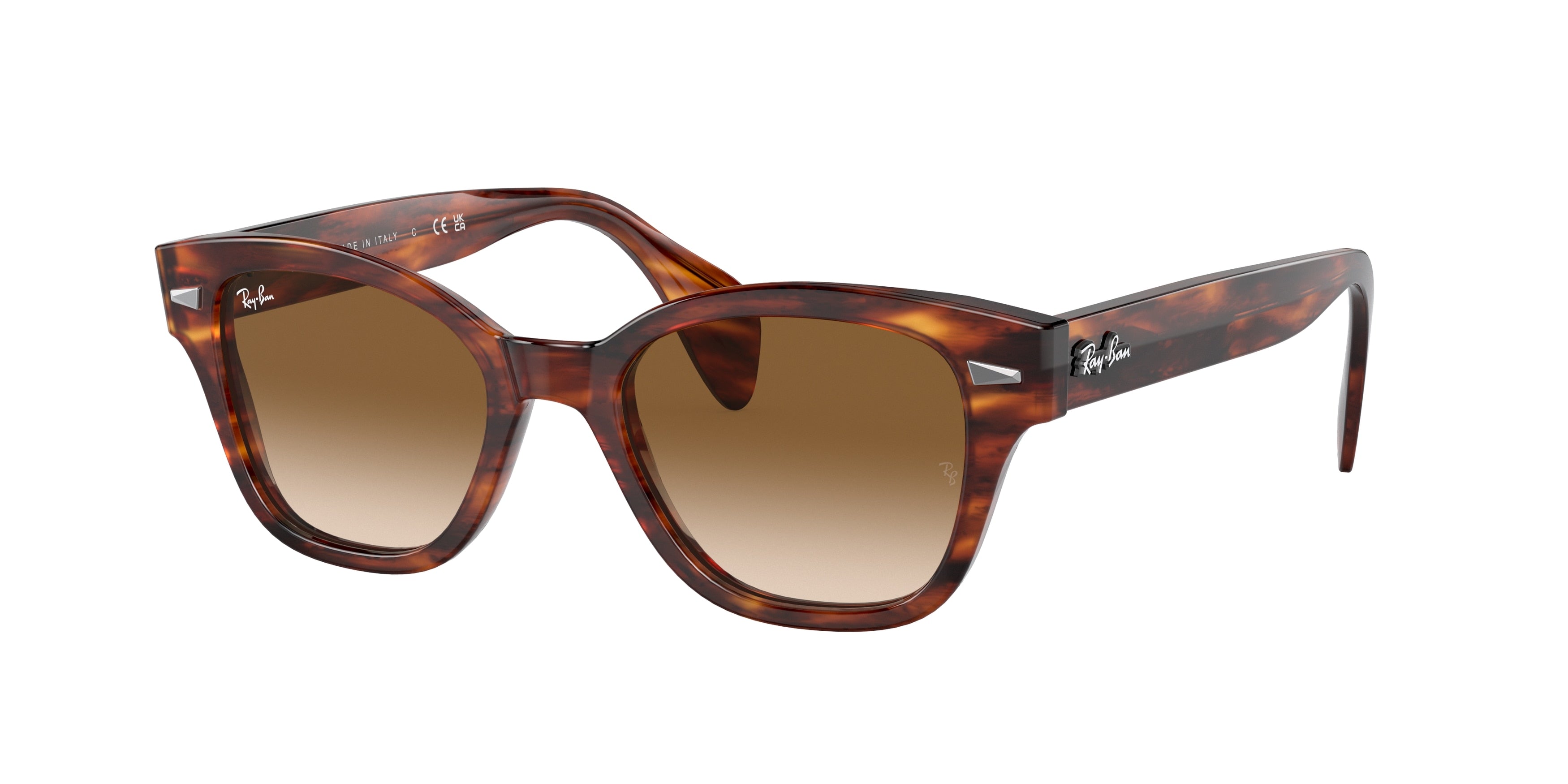 Ray-Ban RB0880SF Square Sunglasses  954/51-Striped Havana 53-145-19 - Color Map Brown