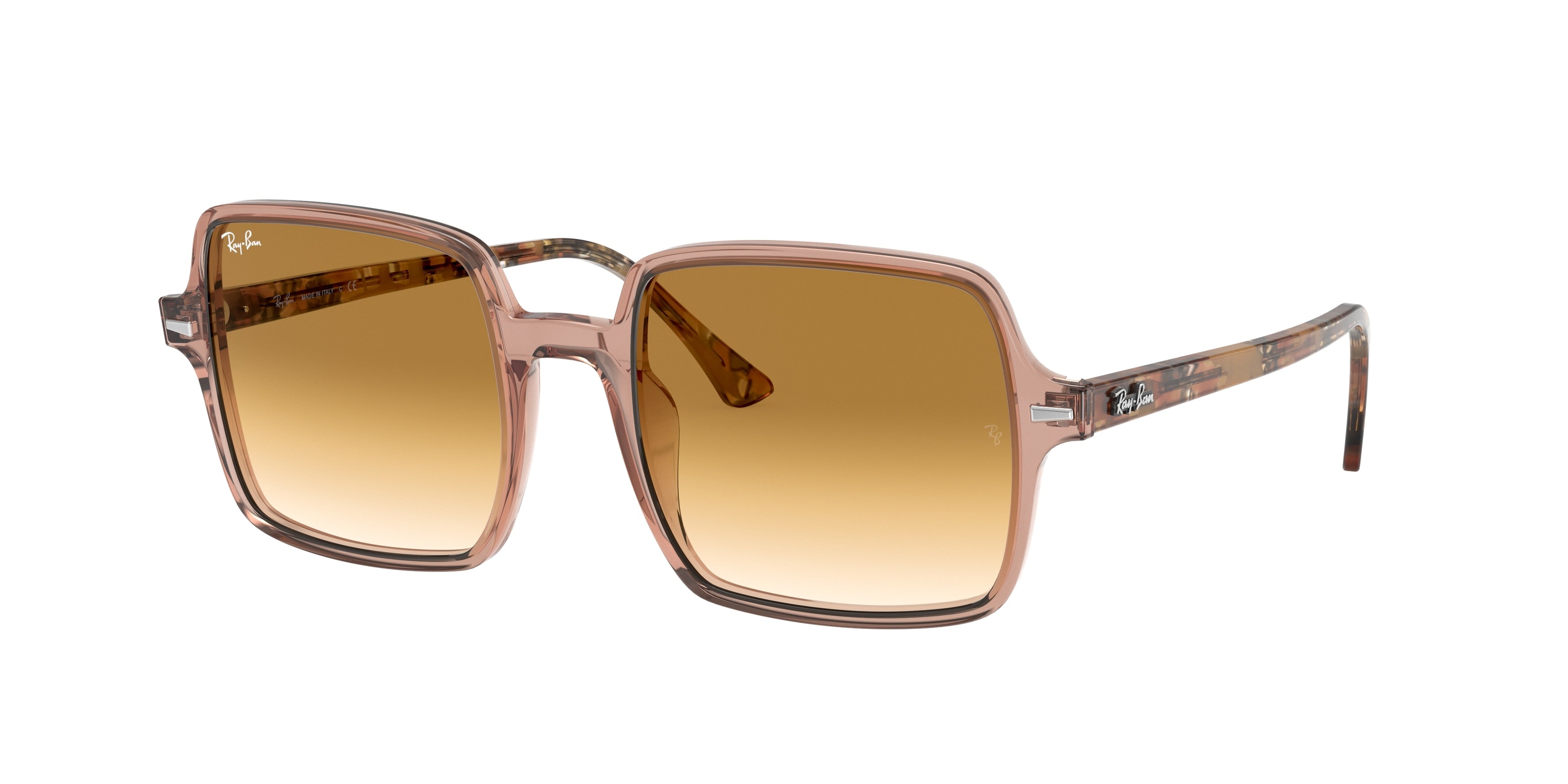 Ray-Ban SQUARE II RB1973 Square Sunglasses  128151-Transparent Brown 53-140-20 - Color Map Brown