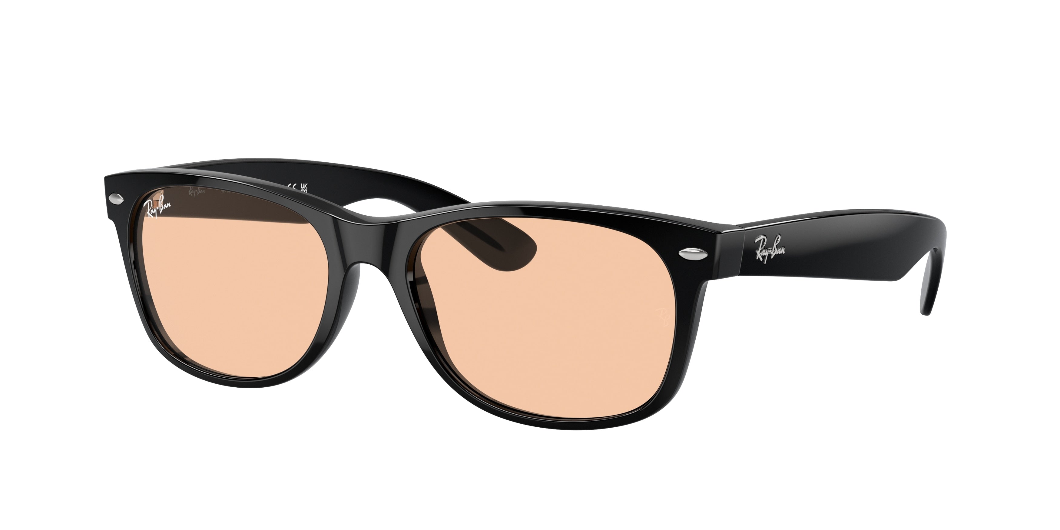 Ray-Ban NEW WAYFARER LOW BRIDGE FIT RB2132F Square Sunglasses  601/4B-Black 54-140-18 - Color Map Black