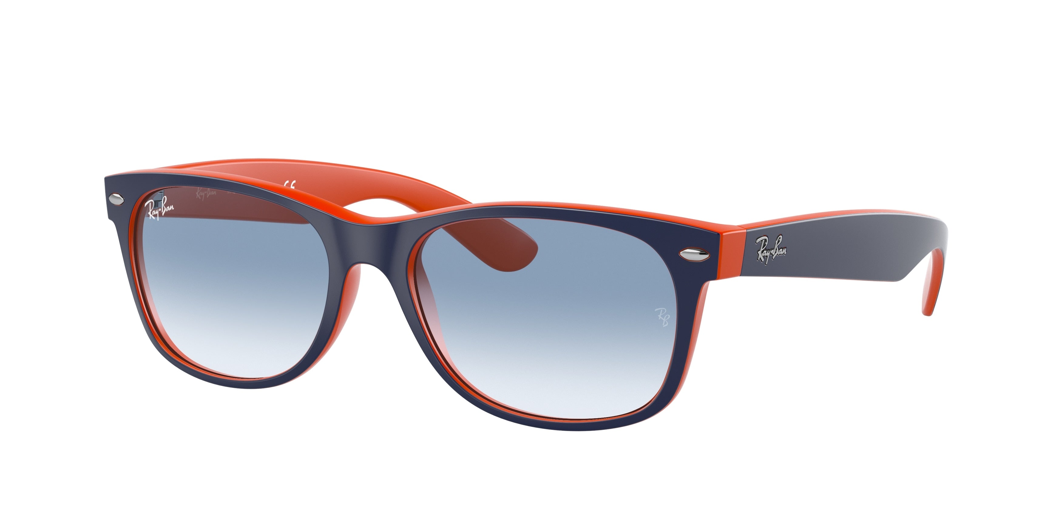 Ray-Ban NEW WAYFARER RB2132 Square Sunglasses  789/3F-Blue On Orange 54-145-18 - Color Map Blue