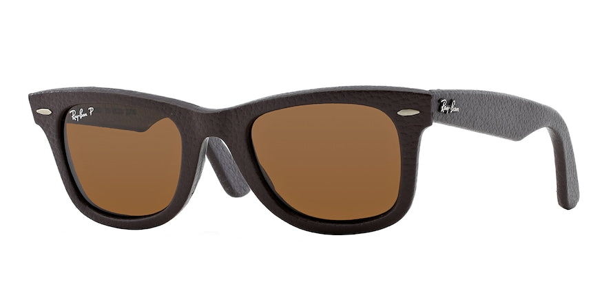 Ray-Ban WAYFARER LEATHER RB2140QM Square Sunglasses  1153N6-BROWN LEATHER USED 50-22-150 - Color Map brown
