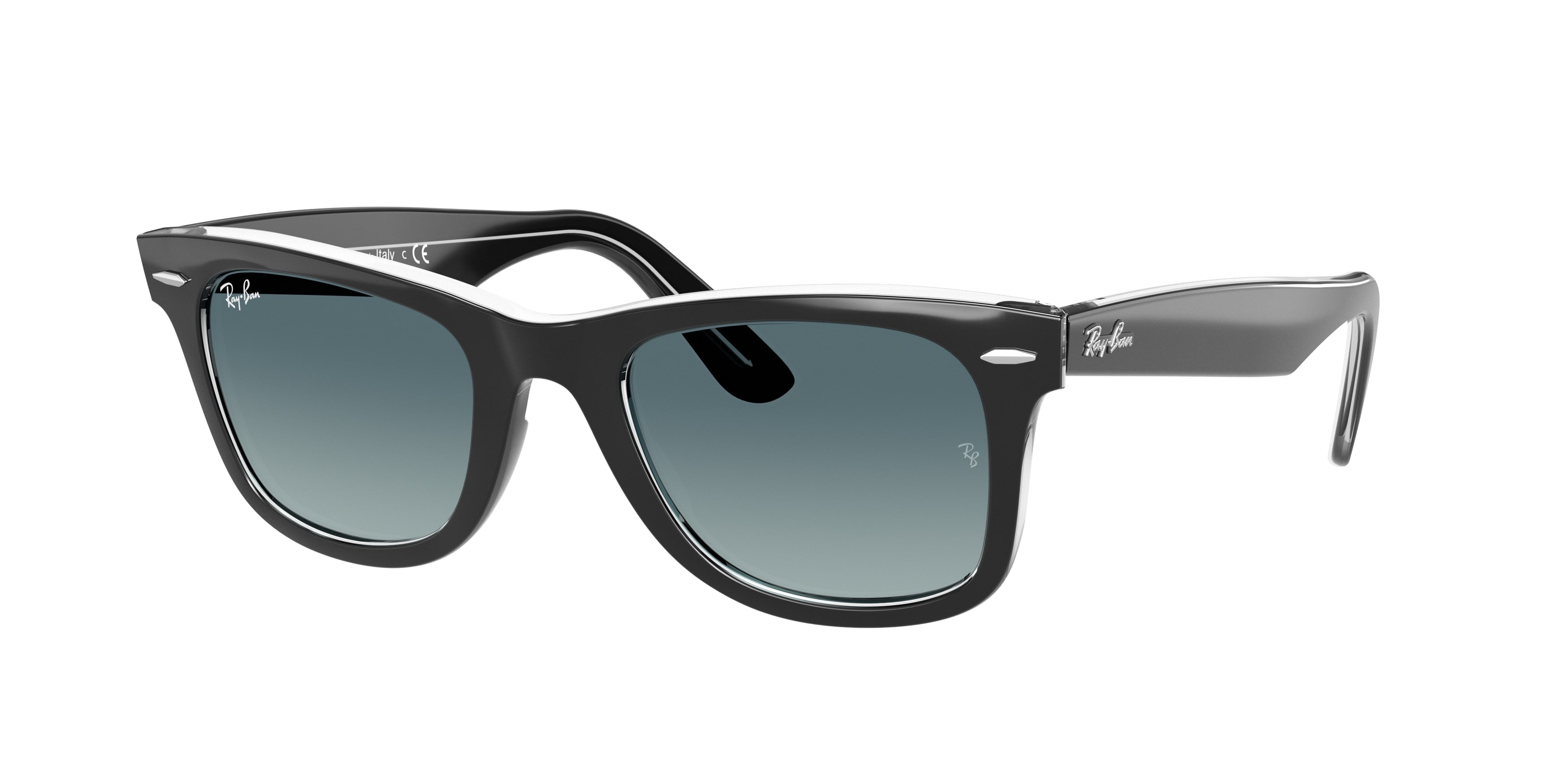Ray-Ban WAYFARER RB2140 Square Sunglasses  12943M-Black On Transparent 50-150-22 - Color Map Black