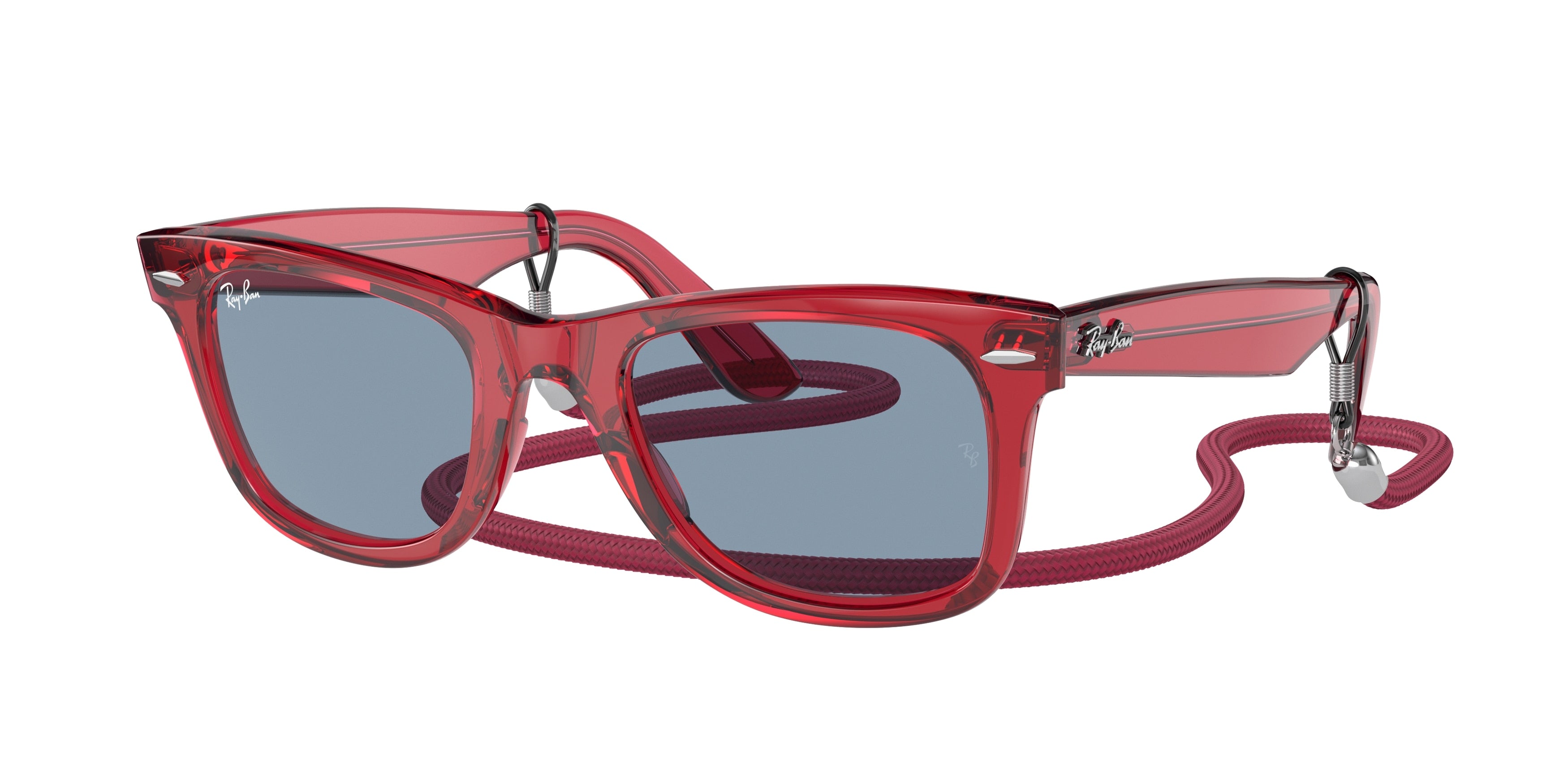 Ray-Ban WAYFARER RB2140 Square Sunglasses  661456-Transparent Red 50-150-22 - Color Map Red