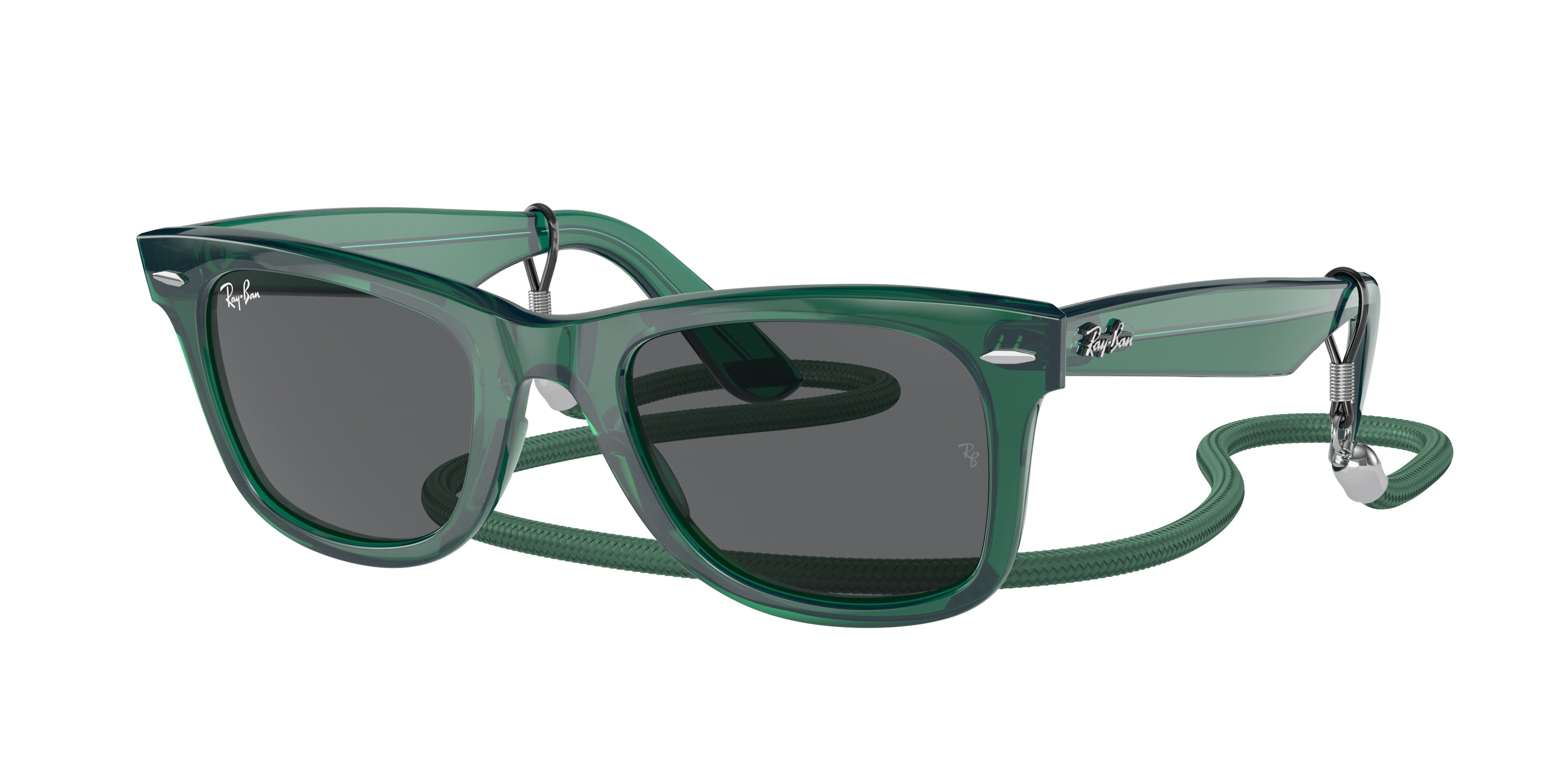 Ray-Ban WAYFARER RB2140 Square Sunglasses  6615B1-Transparent Green 50-150-22 - Color Map Green