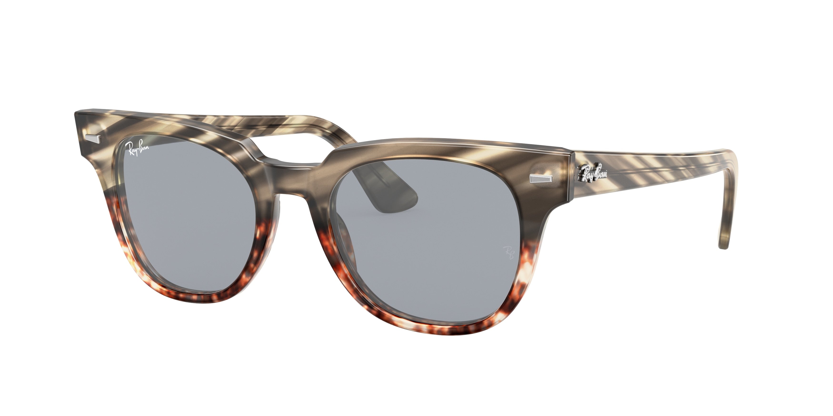 Ray-Ban METEOR RB2168 Square Sunglasses  1254Y5-Striped Grey & Brown 49-150-20 - Color Map Grey