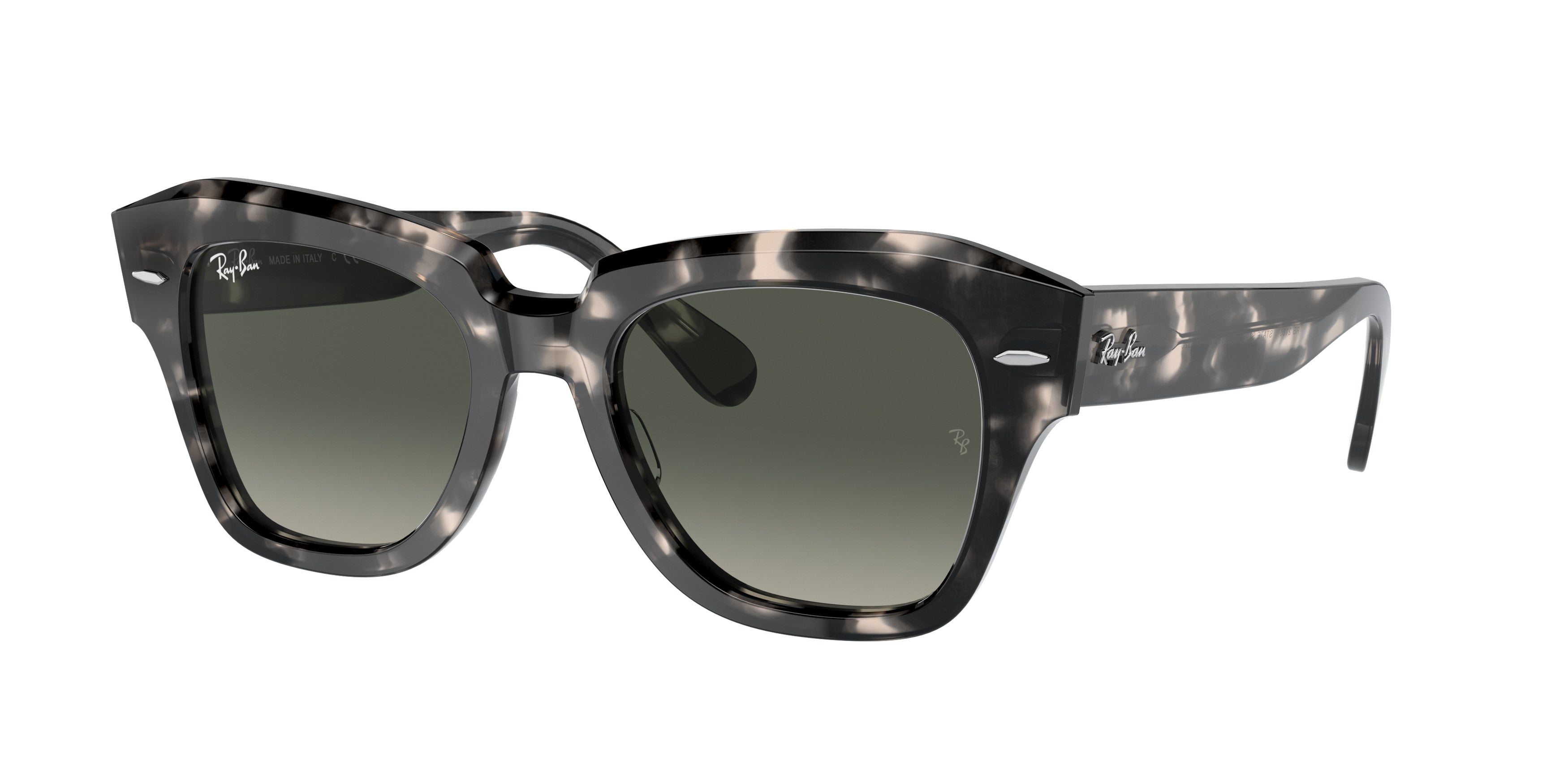 Ray-Ban STATE STREET RB2186 Square Sunglasses  133371-Grey Havana 52-145-20 - Color Map Grey