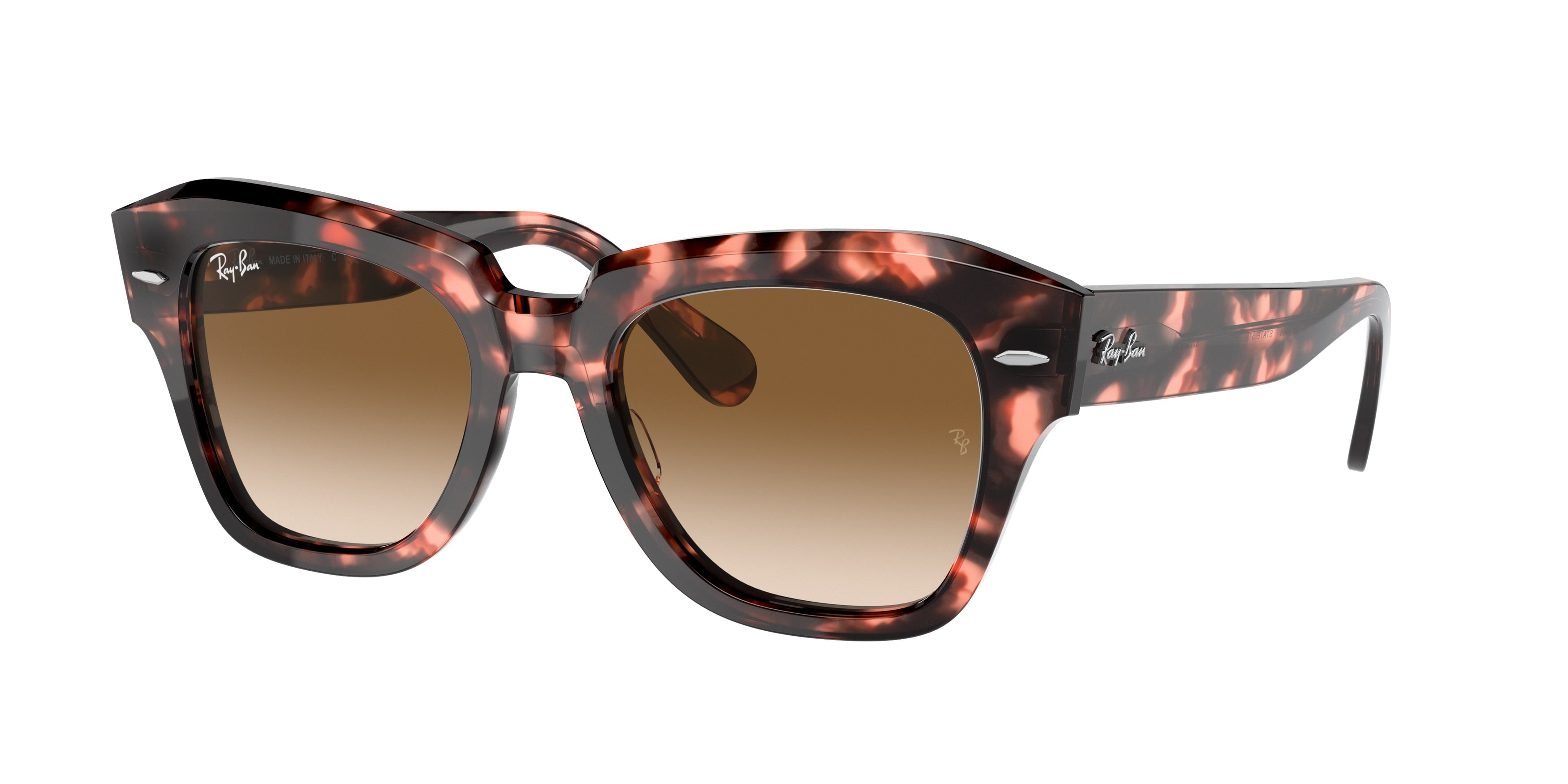 Ray-Ban STATE STREET RB2186 Square Sunglasses  133451-Pink Havana 52-145-20 - Color Map Pink