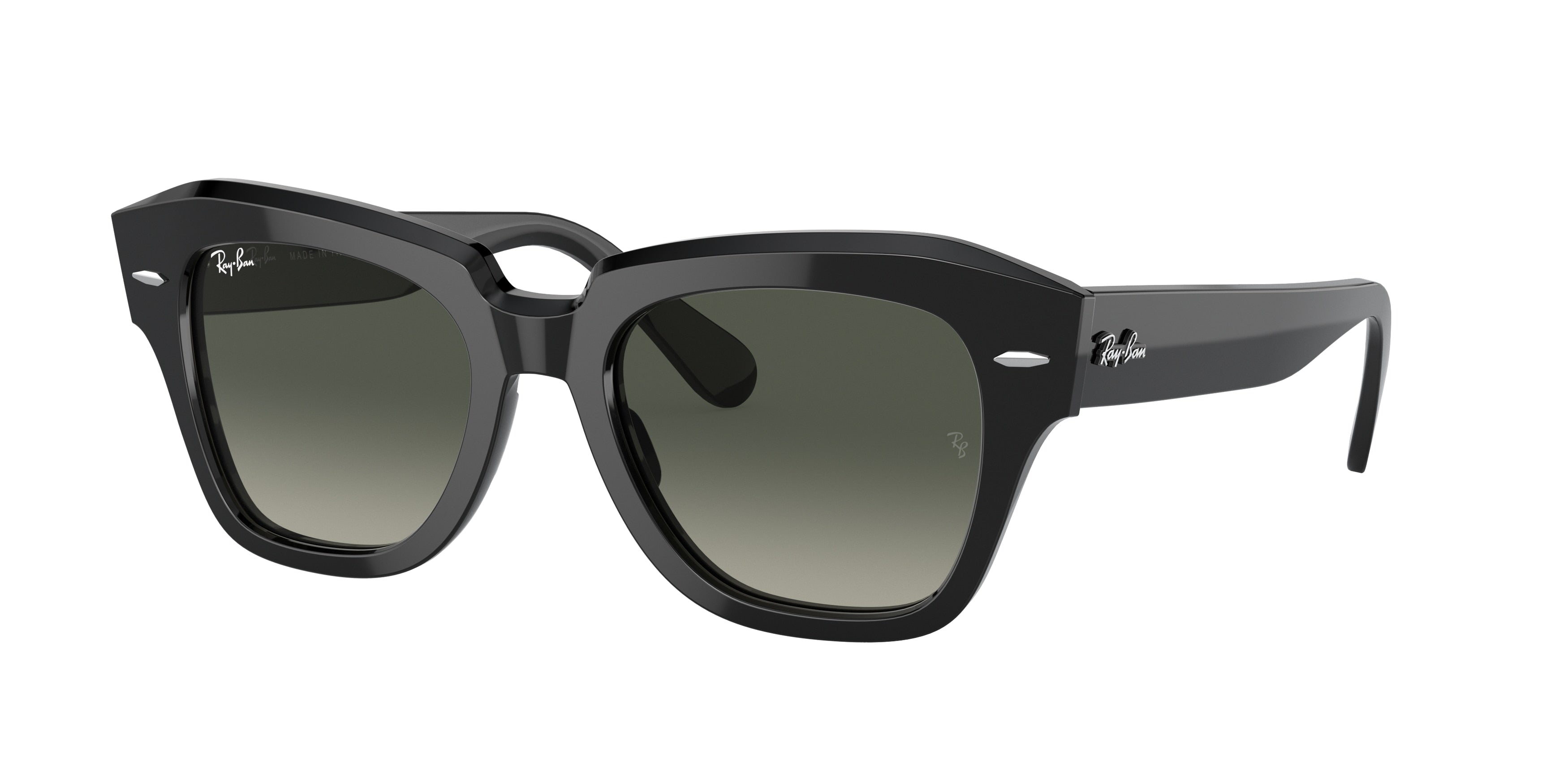 Ray-Ban STATE STREET RB2186 Square Sunglasses  901/71-Black 49-145-20 - Color Map Black