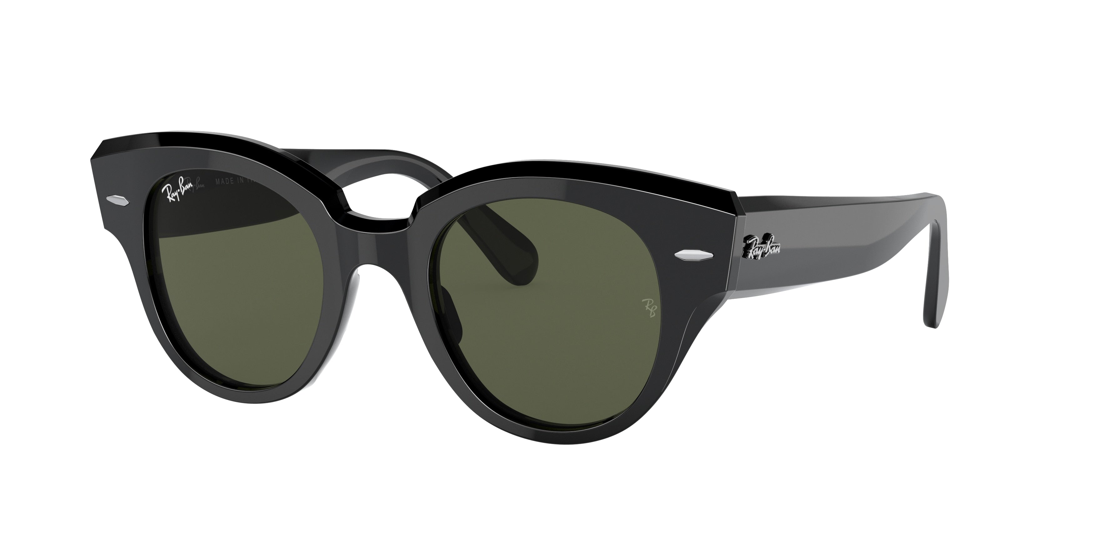 Ray-Ban ROUNDABOUT RB2192F Round Sunglasses  901/31-Black 47-145-22 - Color Map Black