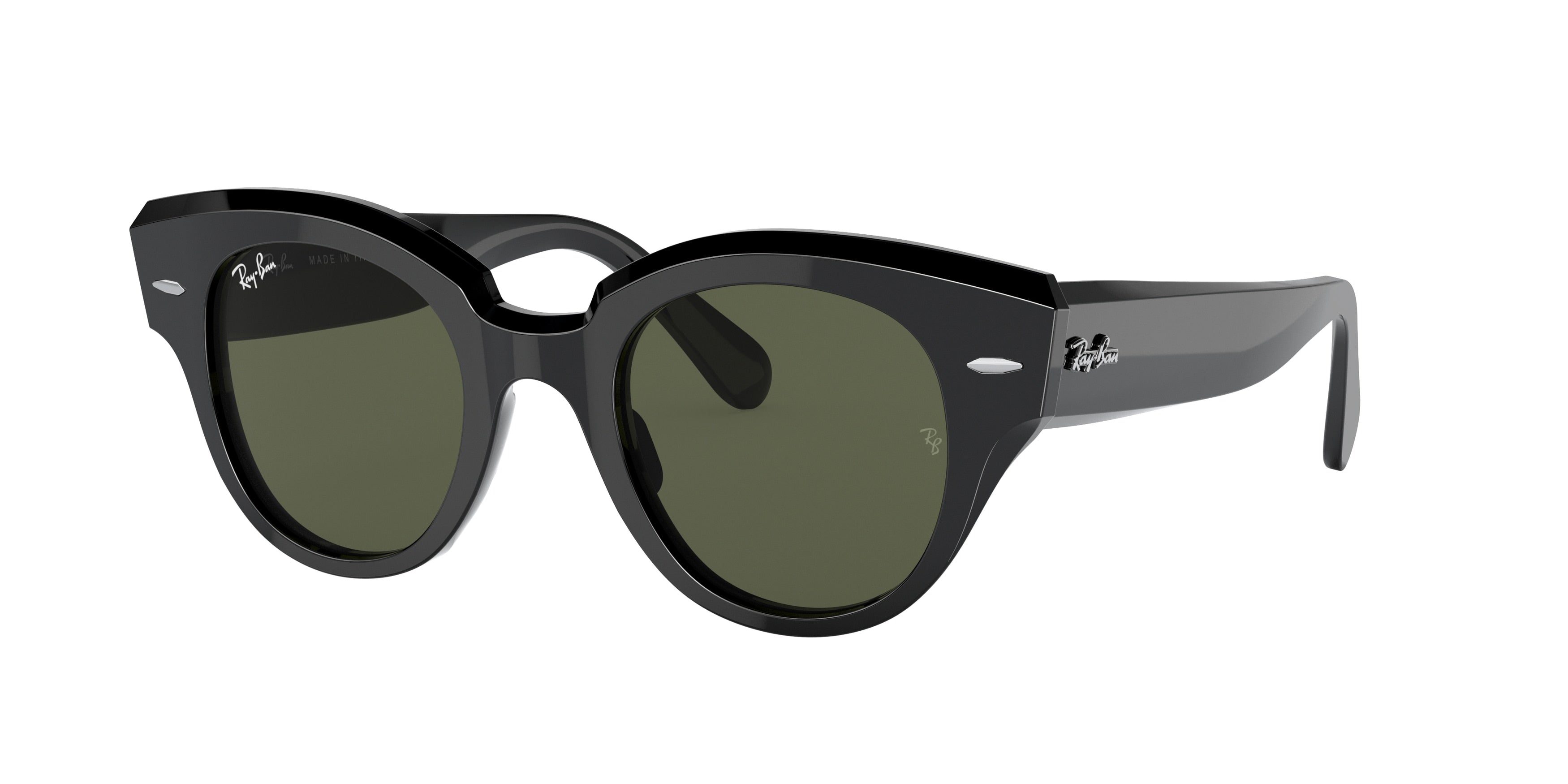 Ray-Ban ROUNDABOUT RB2192 Round Sunglasses  901/31-Black 47-145-22 - Color Map Black