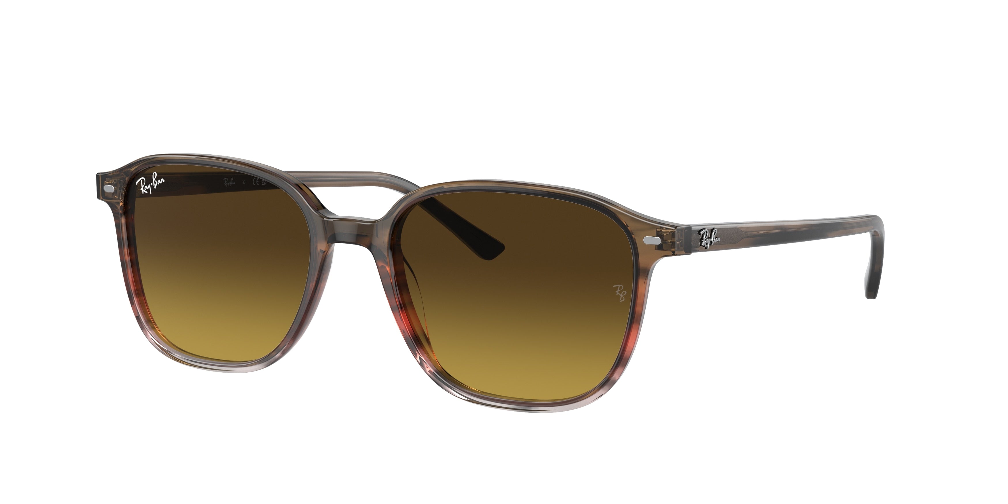 Ray-Ban LEONARD RB2193F Square Sunglasses  138085-Striped Brown & Red 55-145-18 - Color Map Brown