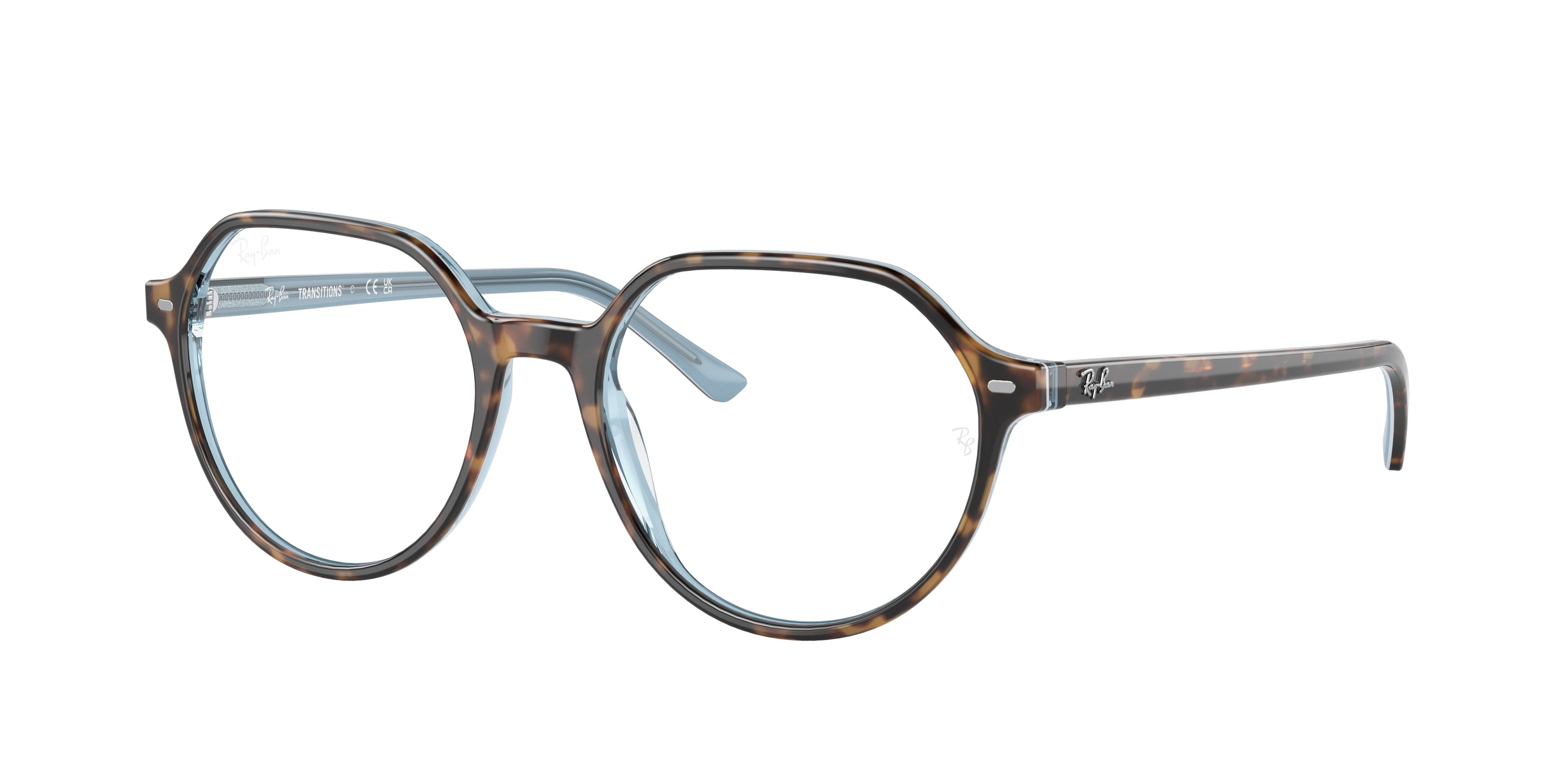 Ray-Ban THALIA RB2195 Square Sunglasses  1316GG-Havana On Light Blue 53-145-18 - Color Map Brown