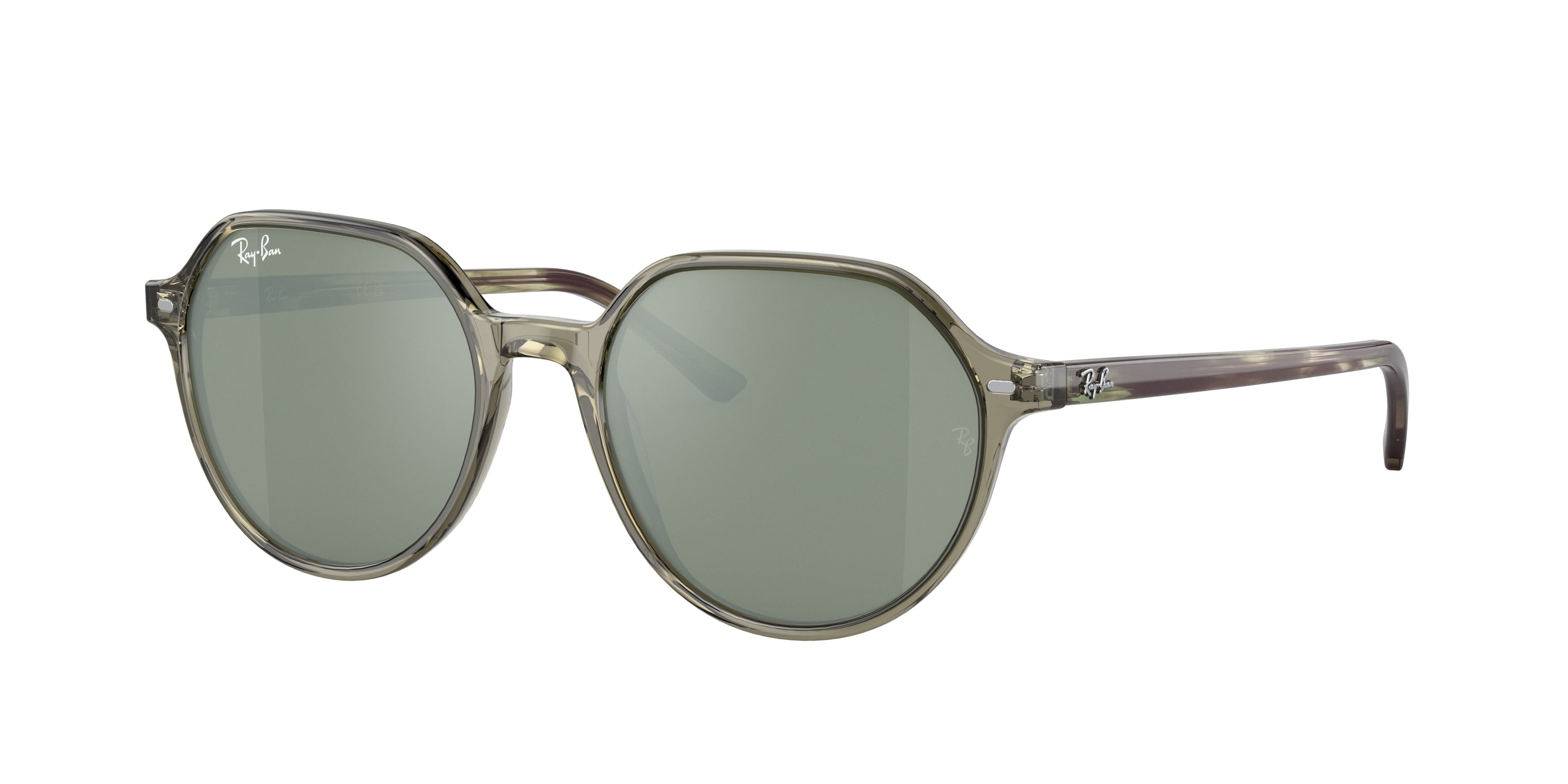 Ray-Ban THALIA RB2195 Square Sunglasses  66355C-Transparent Green 55-145-18 - Color Map Green
