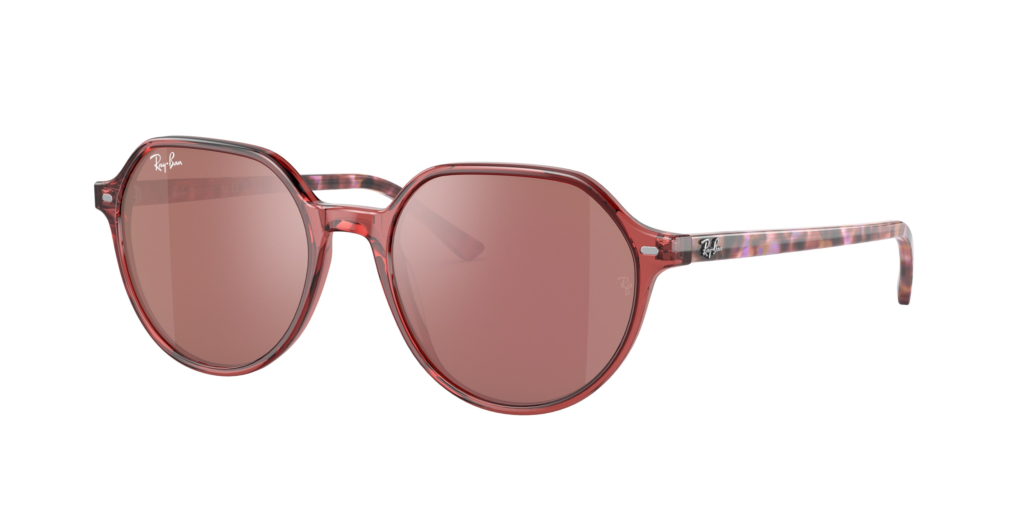 Ray-Ban THALIA RB2195 Square Sunglasses  66372K-Transparent Pink 51-145-18 - Color Map Pink